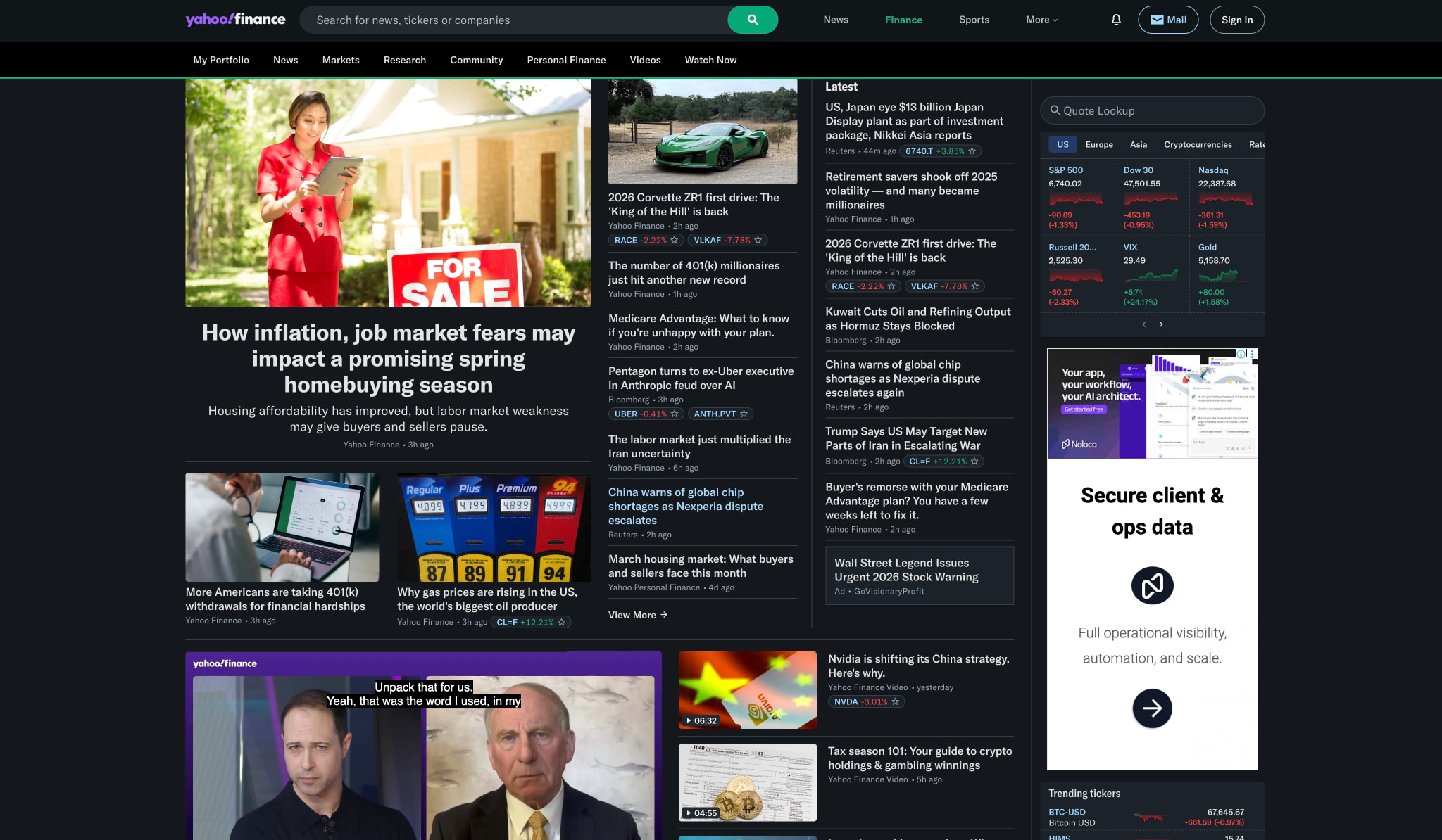 Yahoo Finance - Stock Market Live, Quotes, Business & Finance News captured website design
