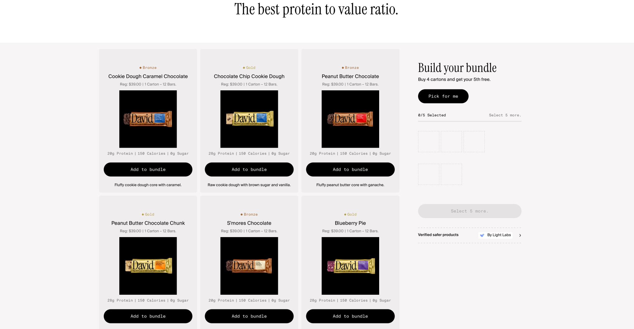 Build a Bundle | Buy 4 Cartons, Get Your 5th Free | David Protein captured website design