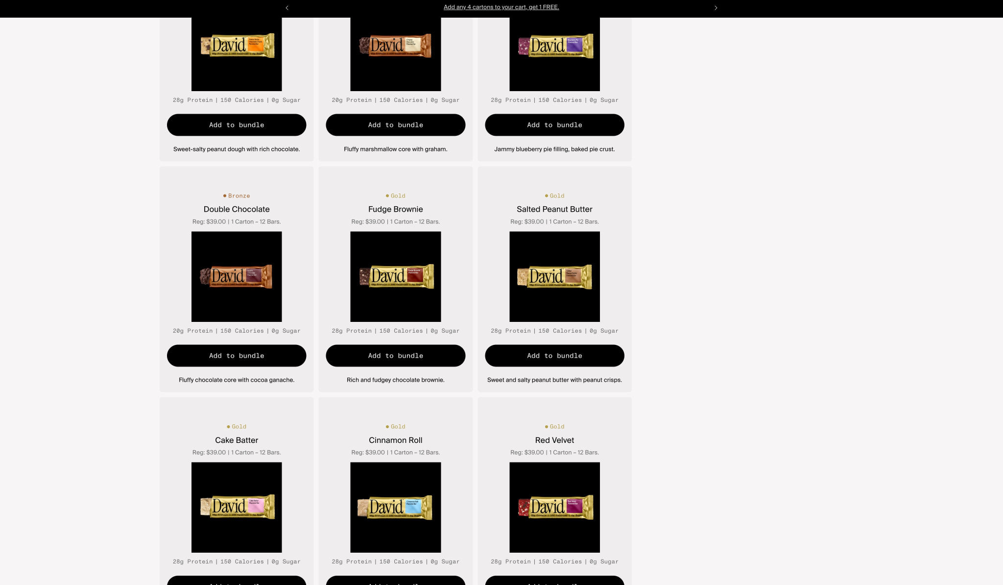 Build a Bundle | Buy 4 Cartons, Get Your 5th Free | David Protein captured website design