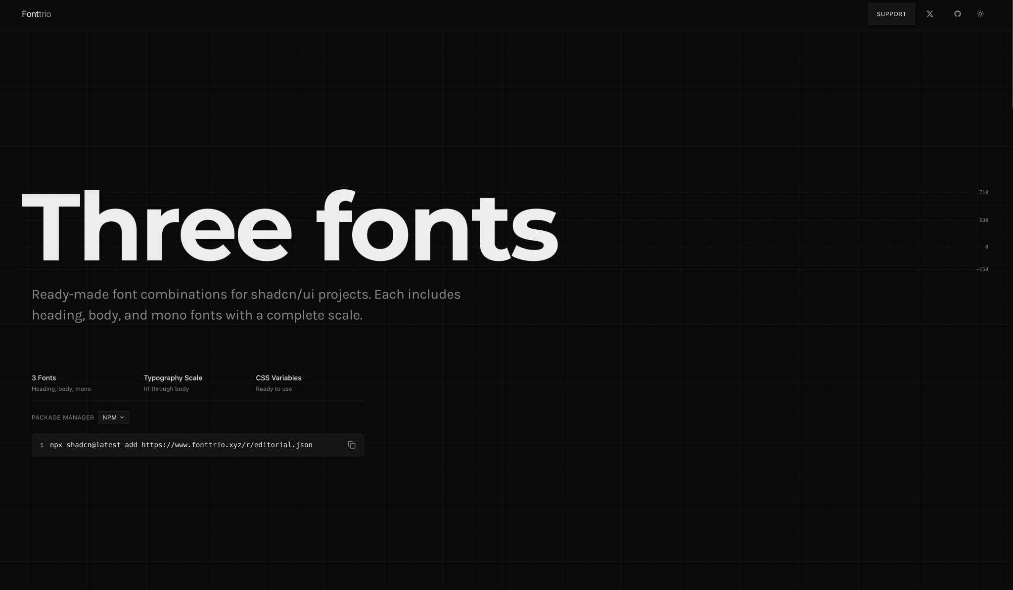 Fonttrio - Font Pairings for shadcn captured website design