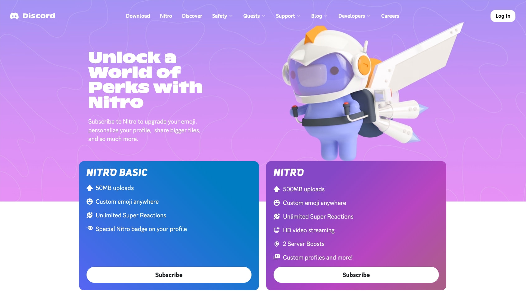 Nitro Benefits and Features | Discord captured website design