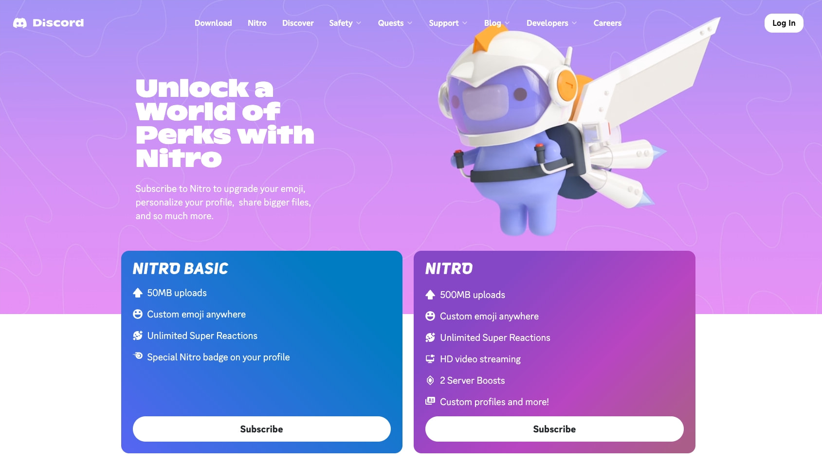 Nitro Benefits and Features | Discord captured website design