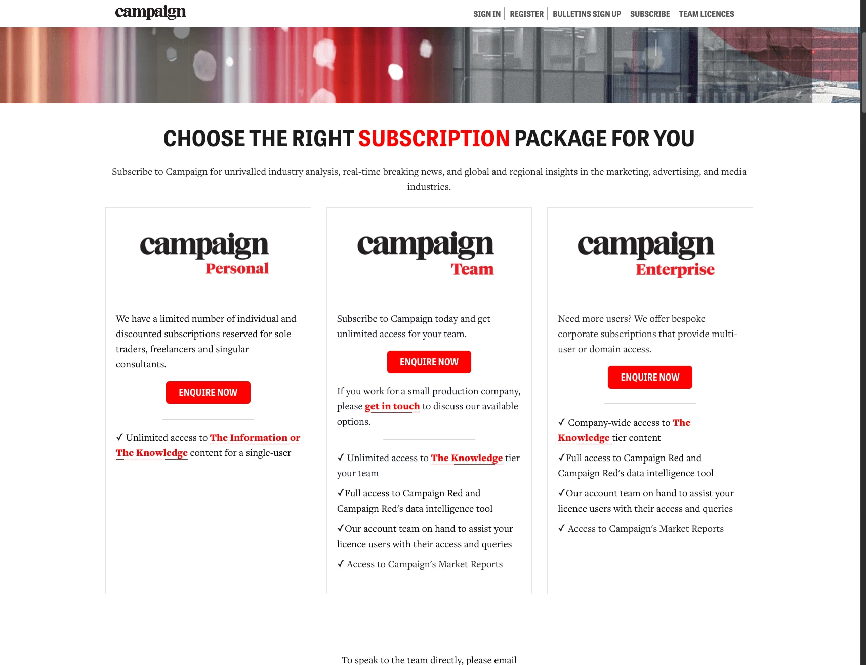 UK subscription captured website design