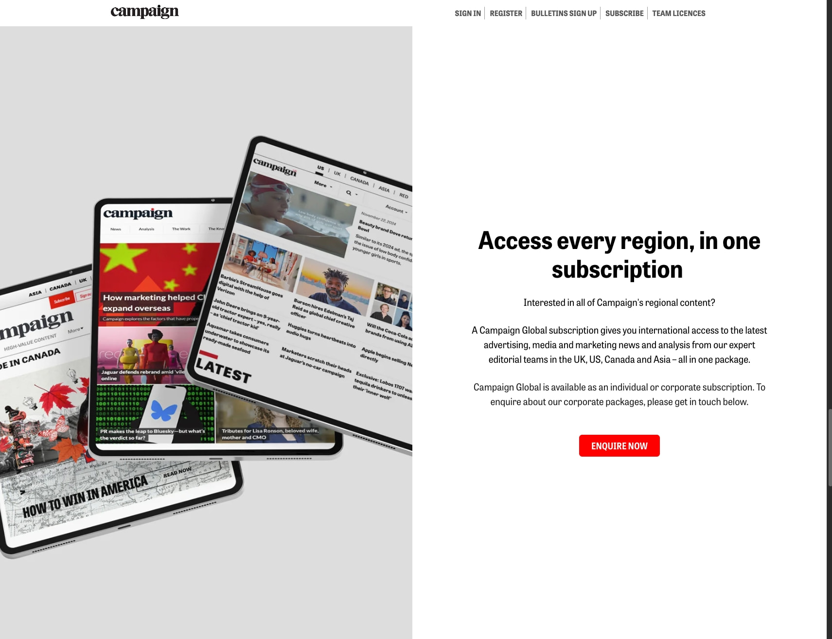 UK subscription captured website design
