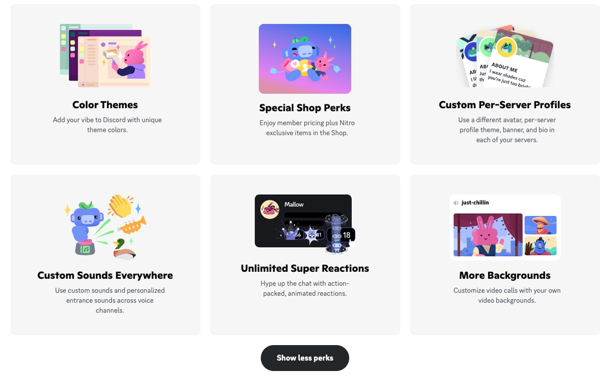 Nitro Benefits and Features | Discord captured website design