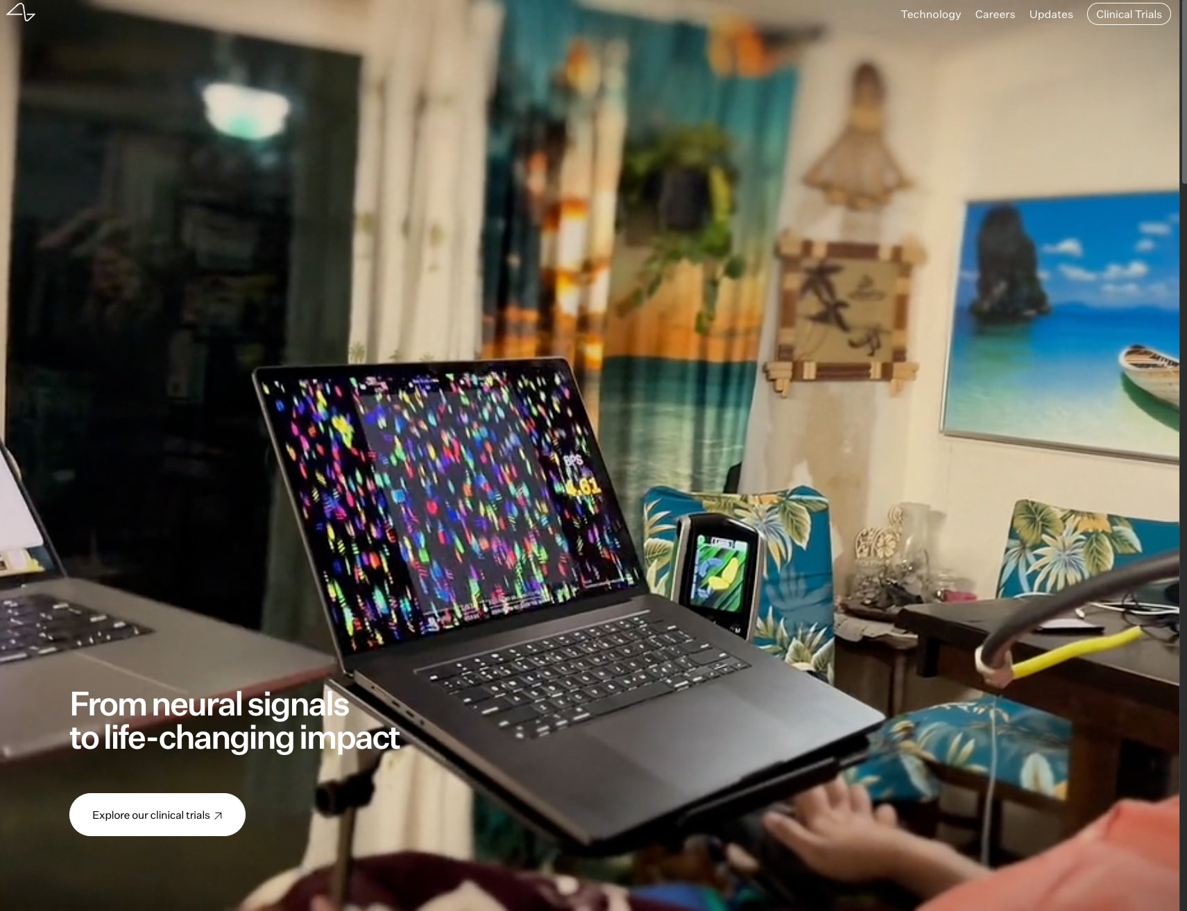 Hero section with full-bleed lifestyle photography, white headline over dark image, and pill-shaped white button with arrow icon captured website design