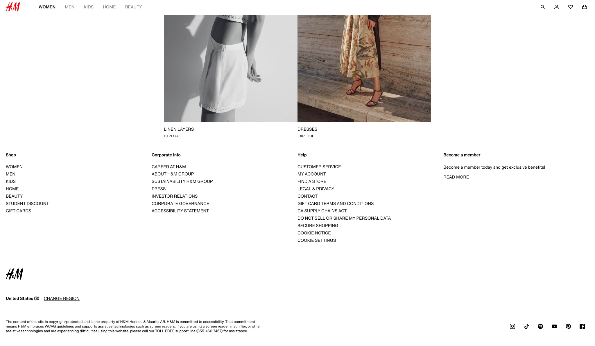 H&M | Online Fashion, Homeware & Kids Clothes | H&M US captured website design