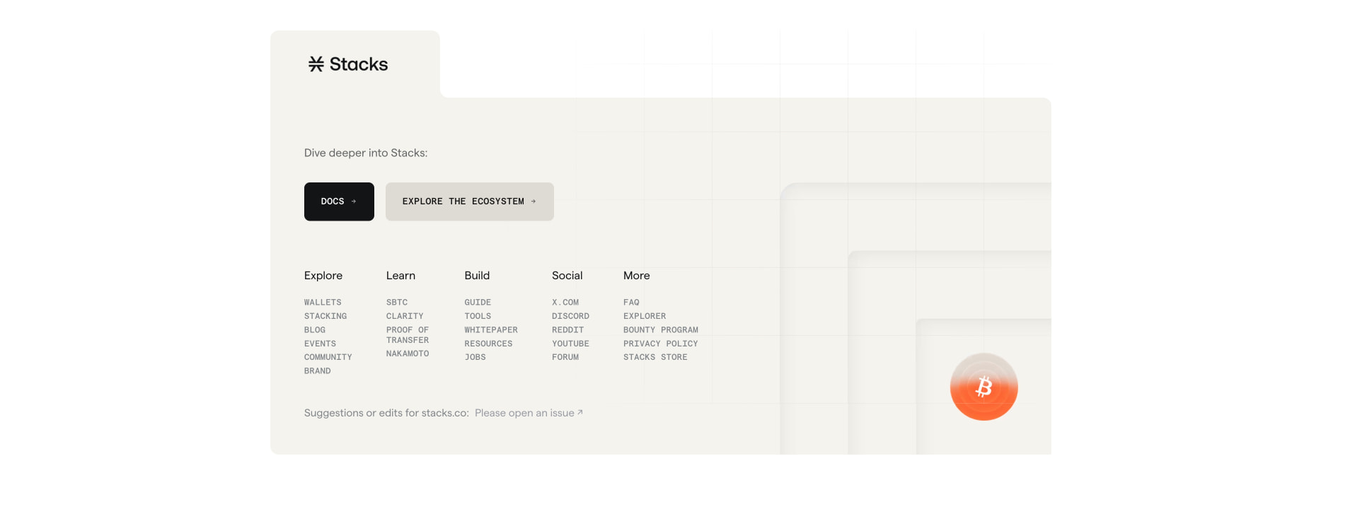 Stacks Ecosystem captured website design