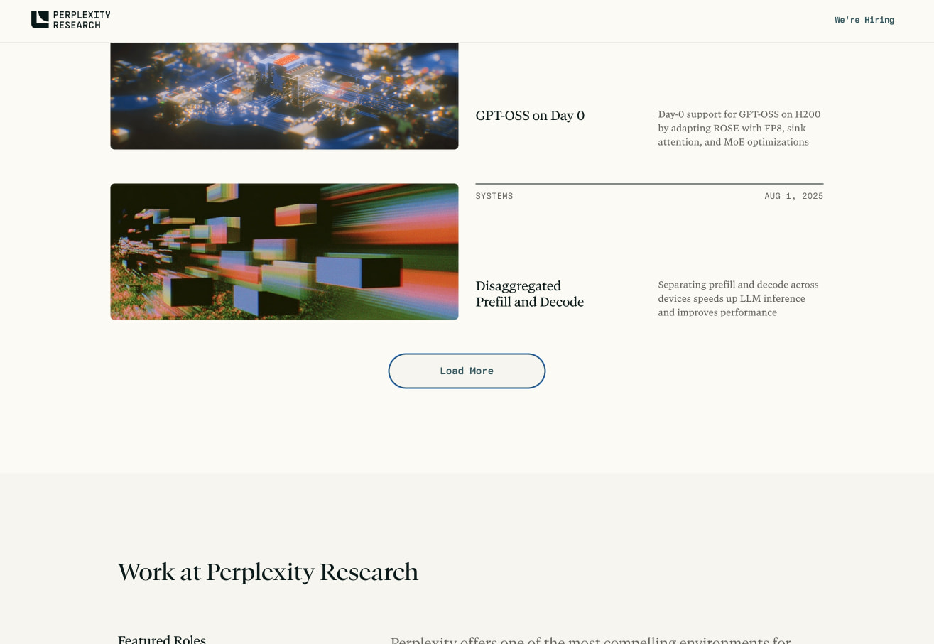 Perplexity Research captured website design
