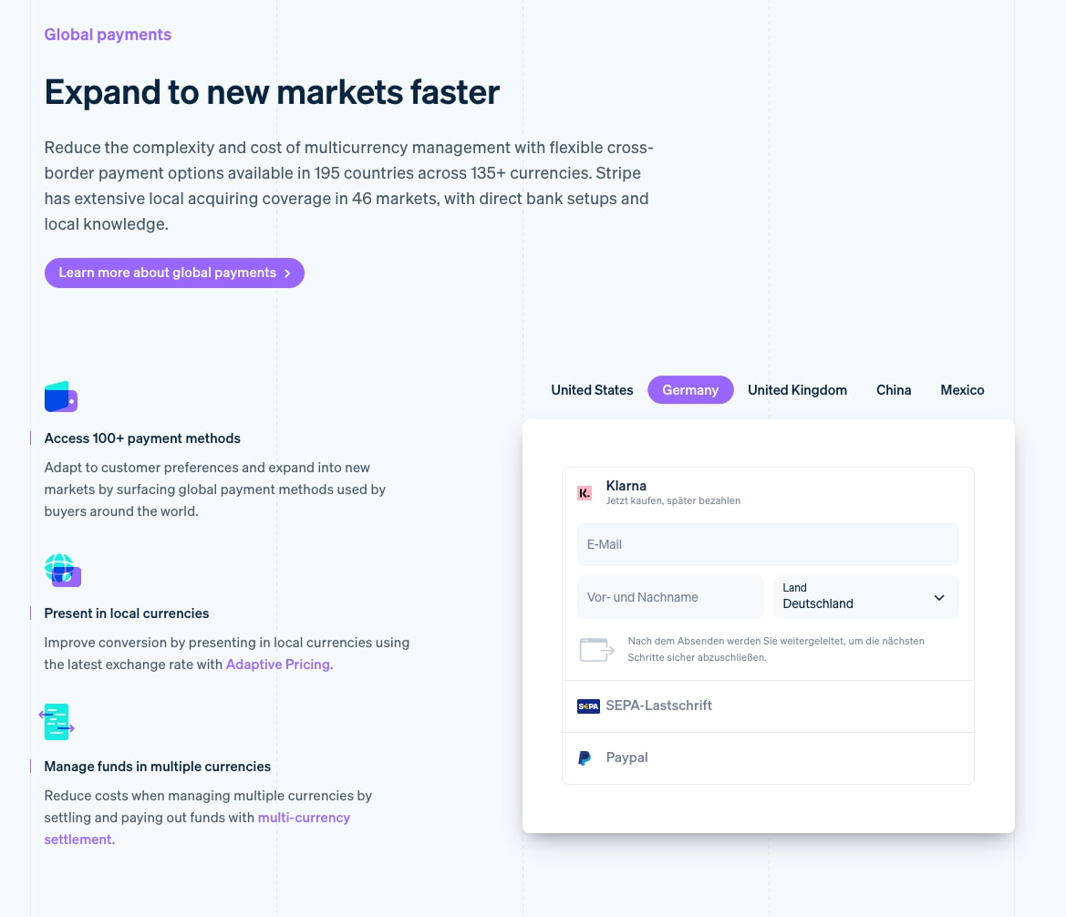 Stripe Payments | Global Payment Processing Platform captured website design