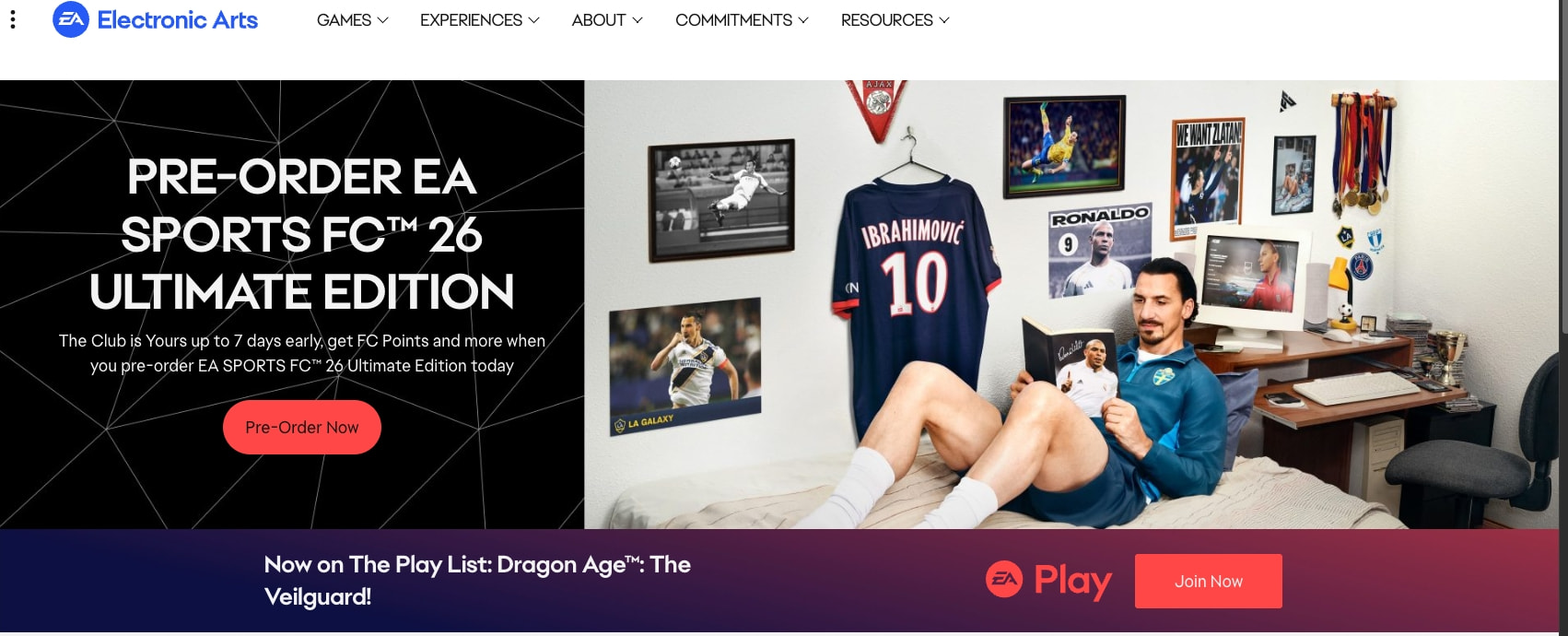 Electronic Arts Home Page - Official EA Site captured website design