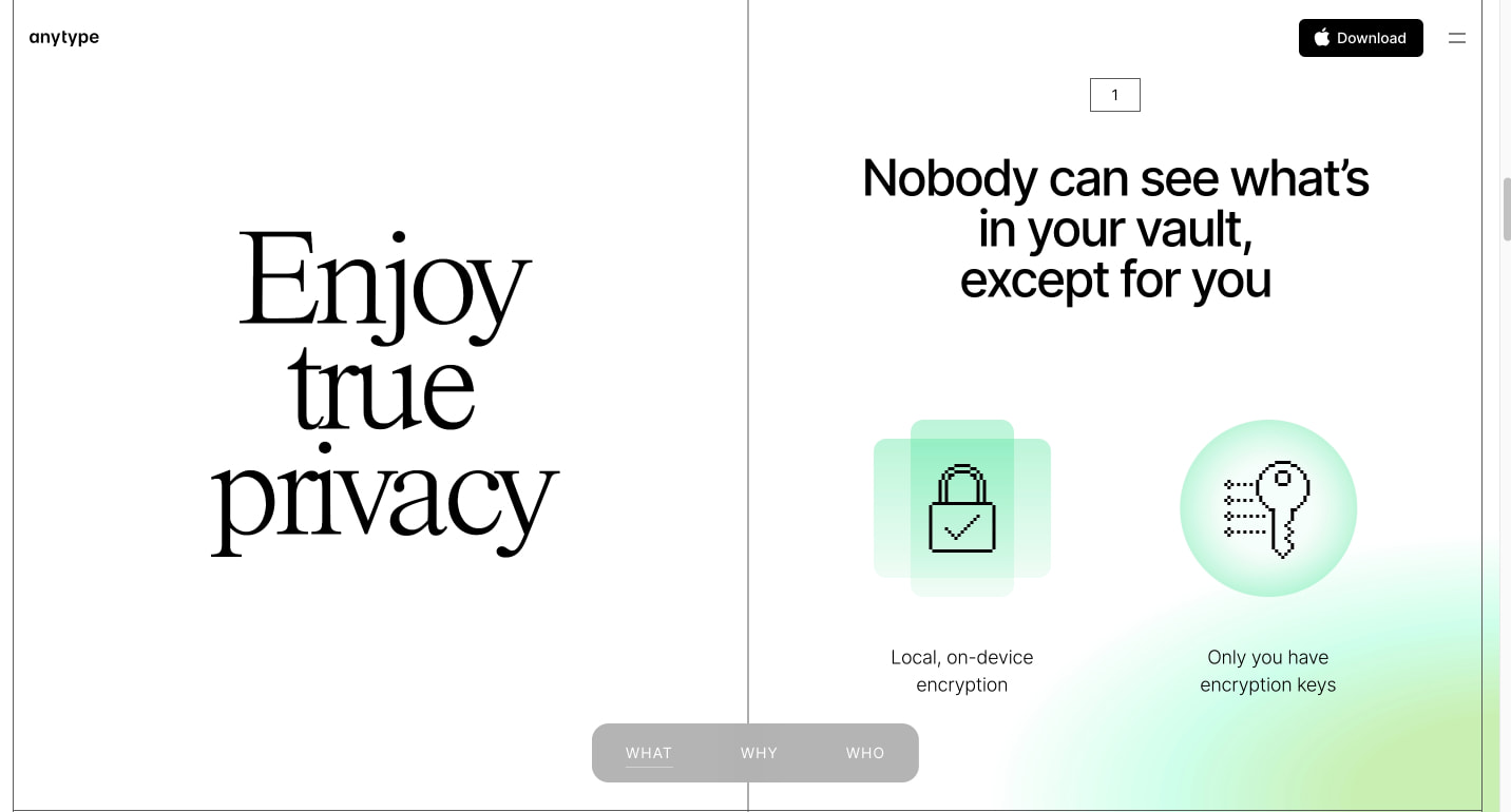 Anytype — A safe haven for digital collaboration captured website design