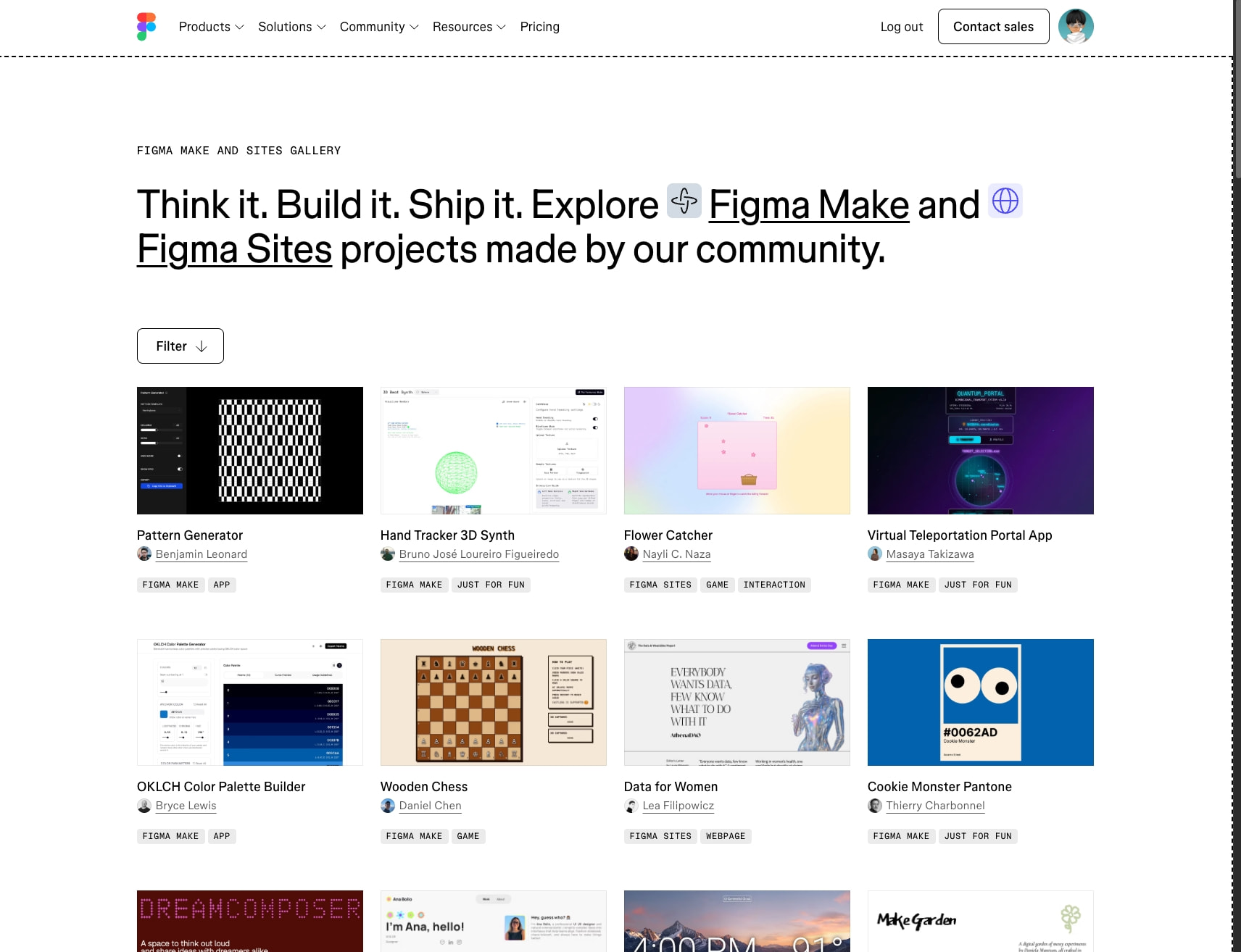 Figma Make & Sites Gallery | Community AI Projects captured website design