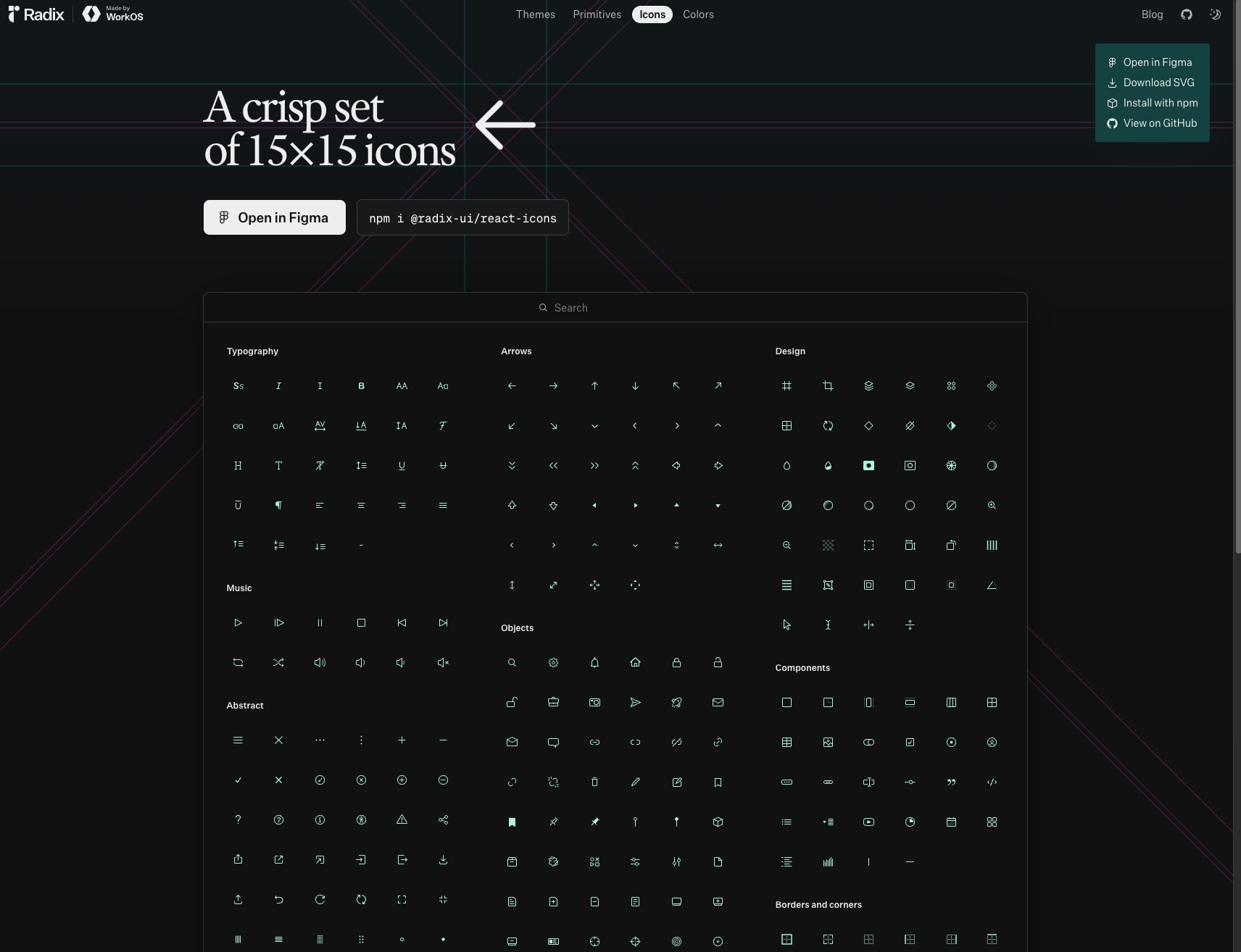 Radix Icons captured website design
