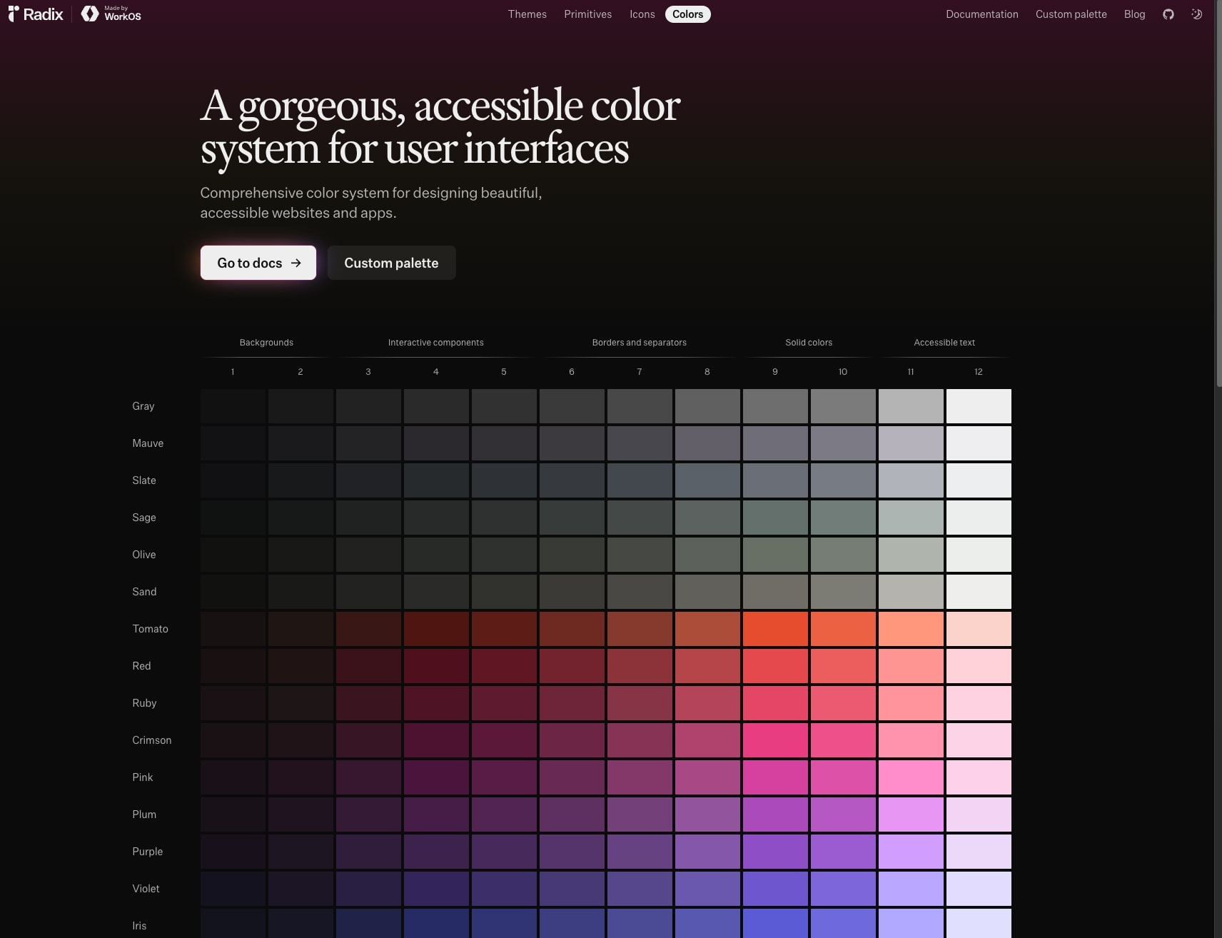Radix Colors captured website design