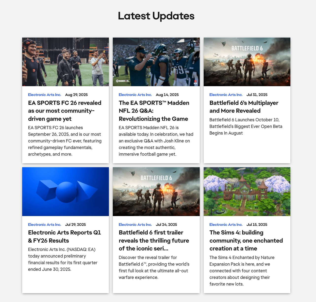 Electronic Arts Home Page - Official EA Site captured website design