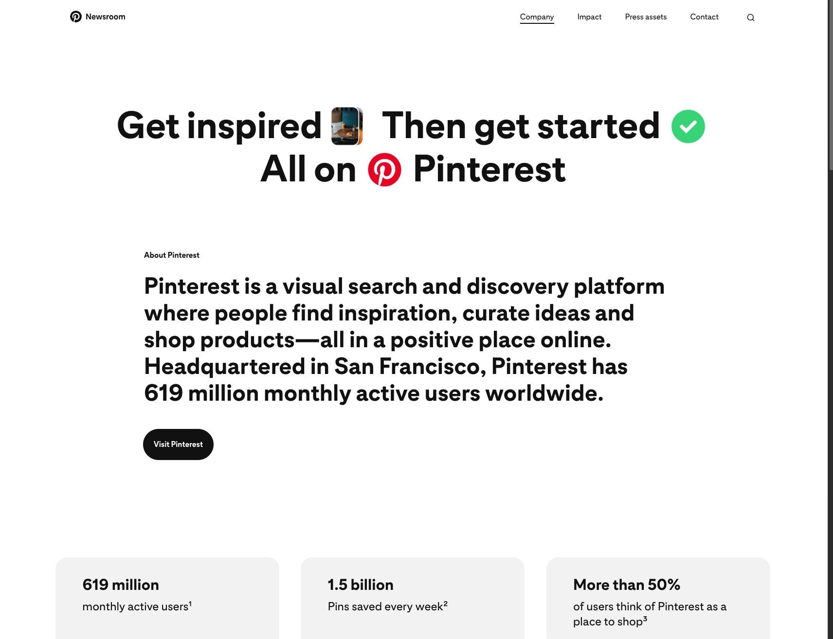 Company | Pinterest Newsroom captured website design