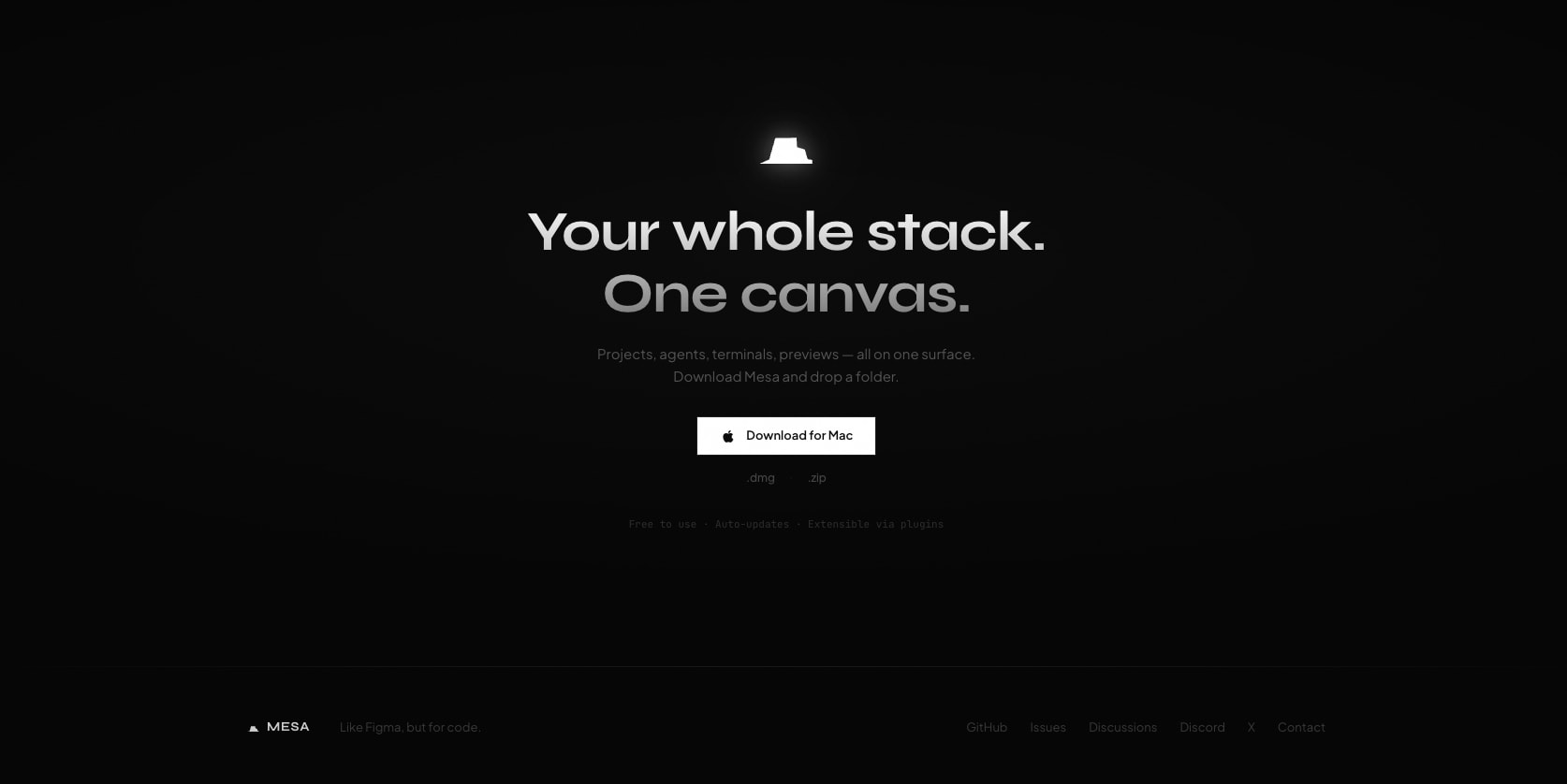 Mesa — The canvas for code captured website design