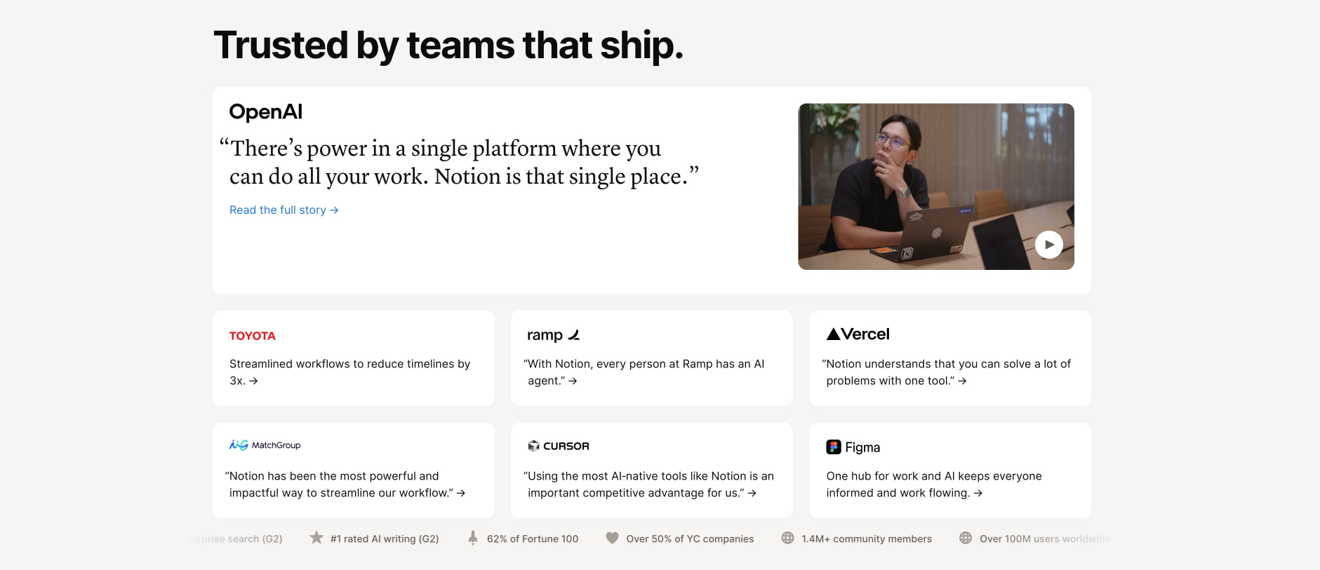 The AI workspace that works for you. | Notion captured website design