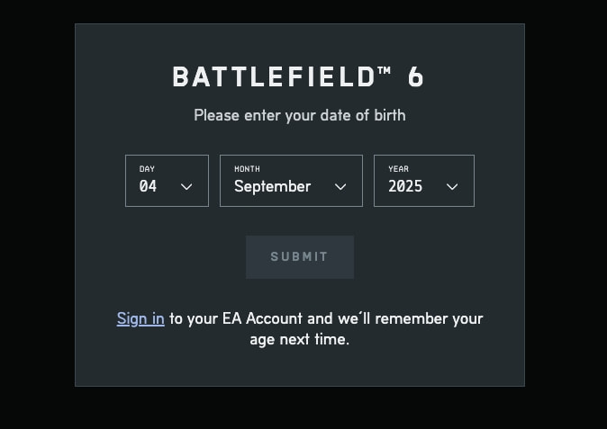 Battlefield™ 6 Home - Electronic Arts captured website design