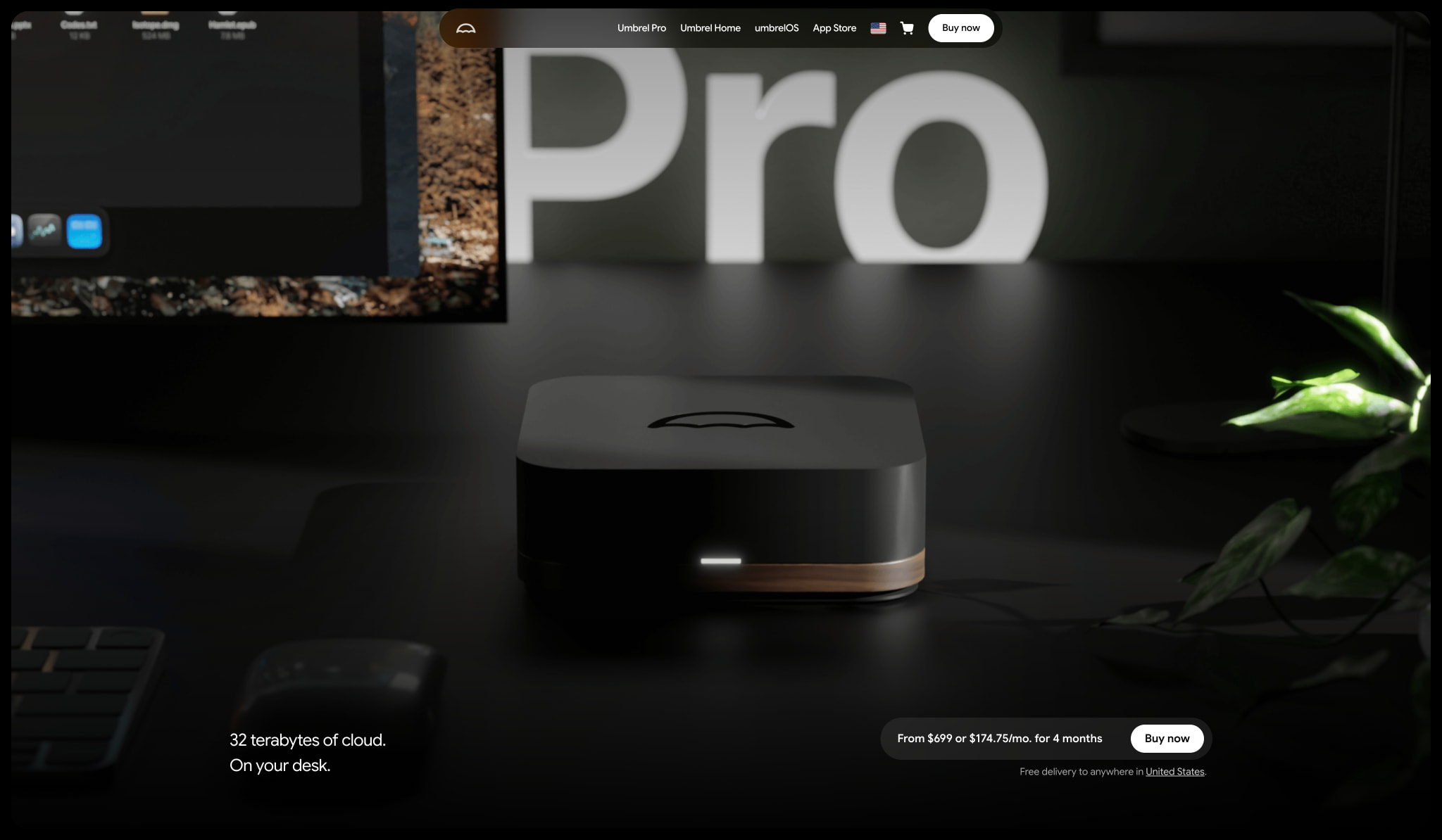 Umbrel Pro | Home Cloud with up to 32TB storage captured website design