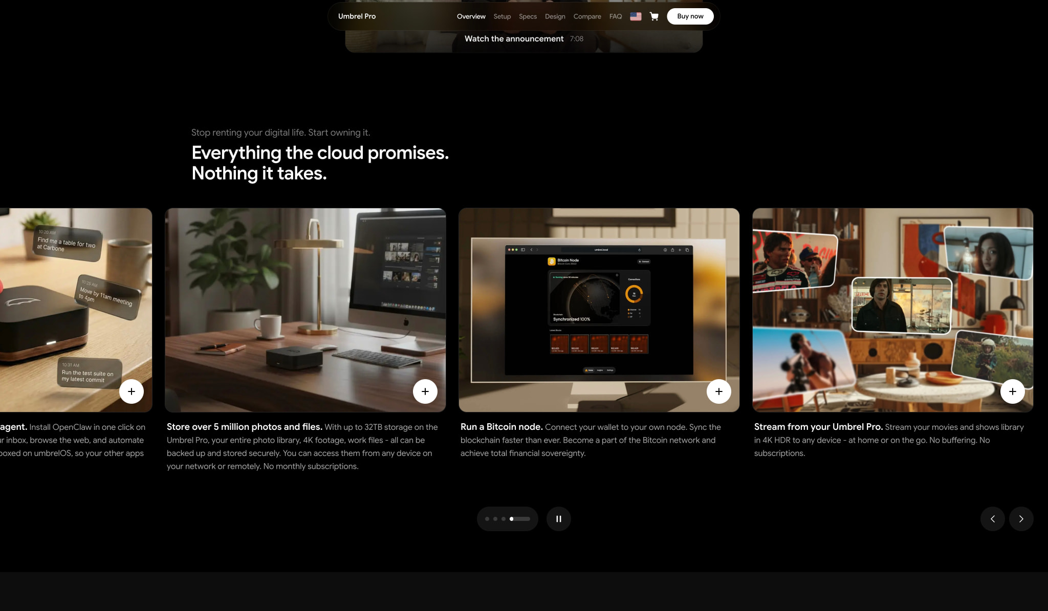 Umbrel Pro | Home Cloud with up to 32TB storage captured website design