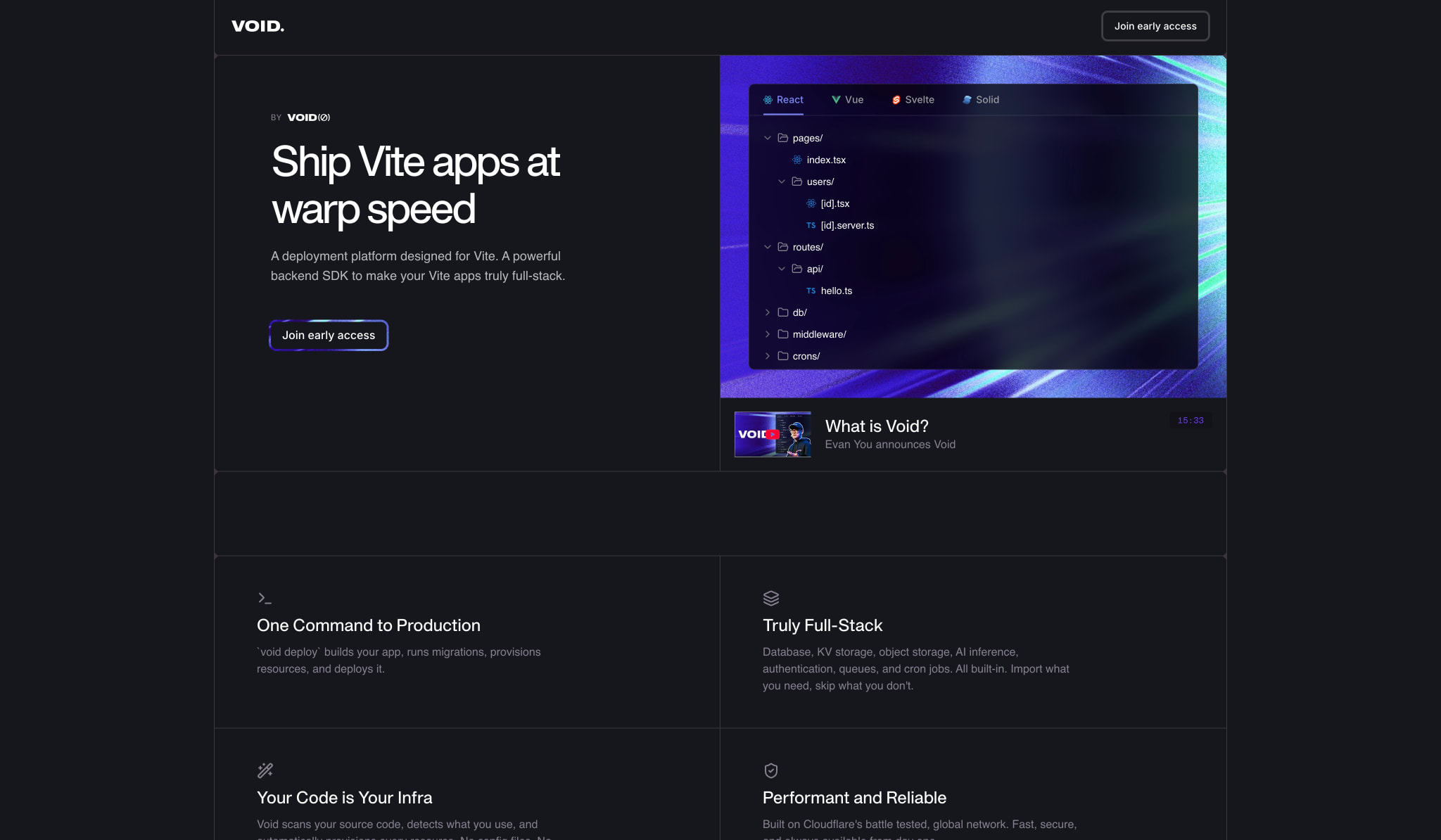 Void captured website design