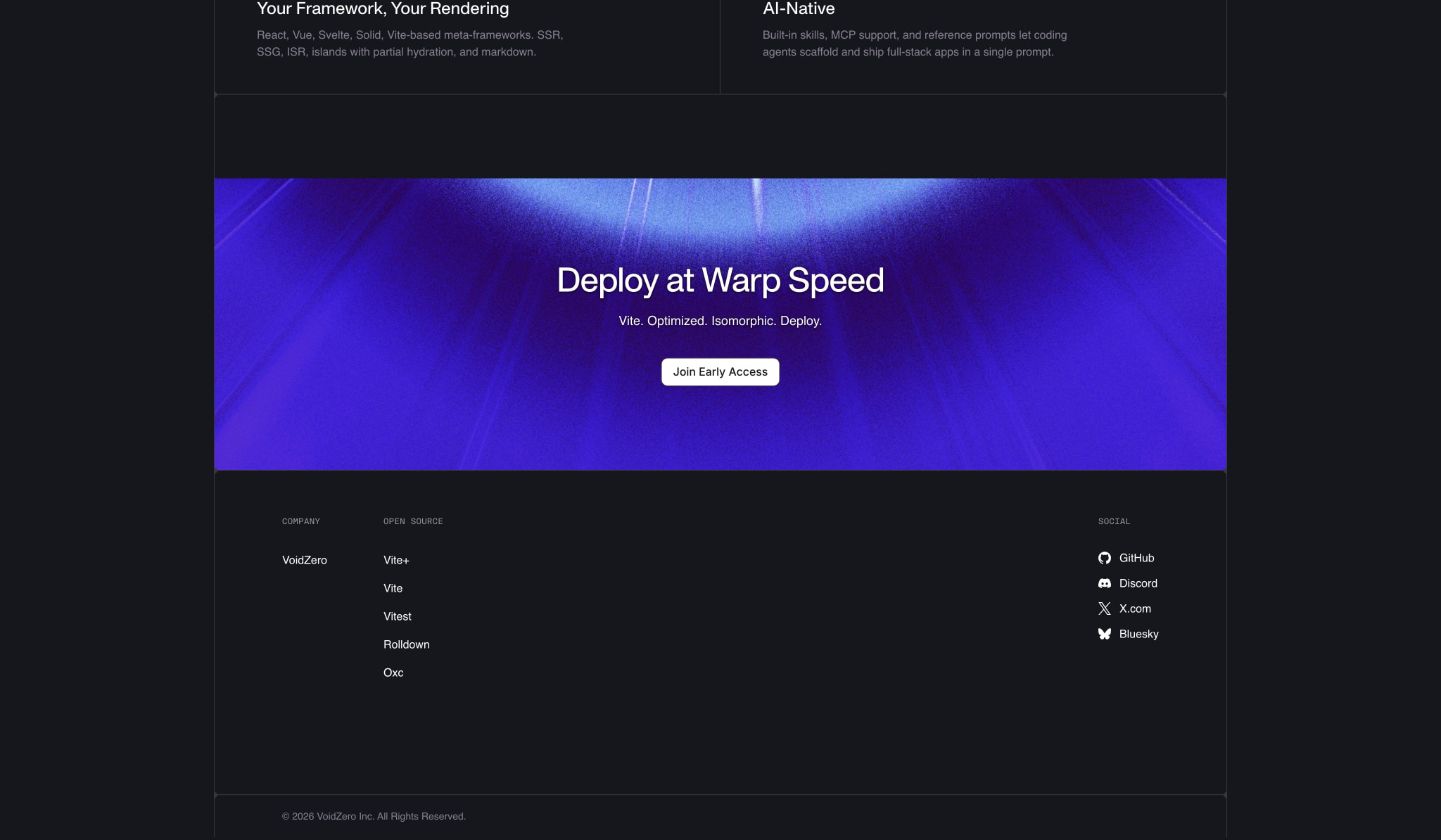 Void captured website design