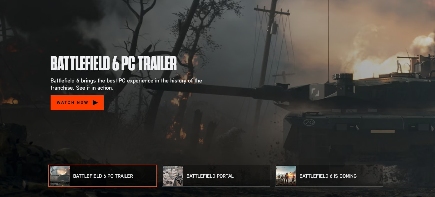 Battlefield™ 6 Home - Electronic Arts captured website design