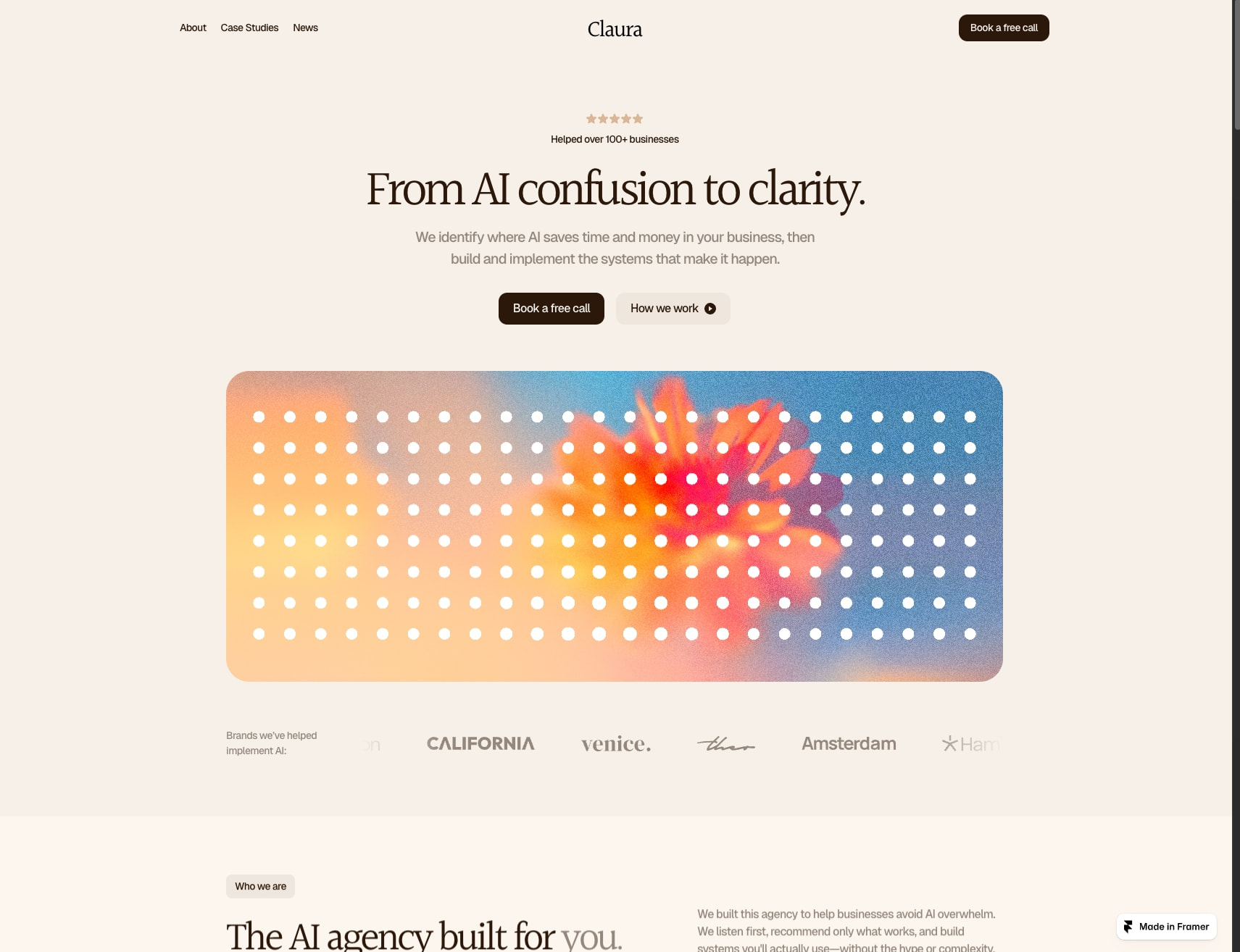 Claura - AI Agency Website Template for Framer captured website design