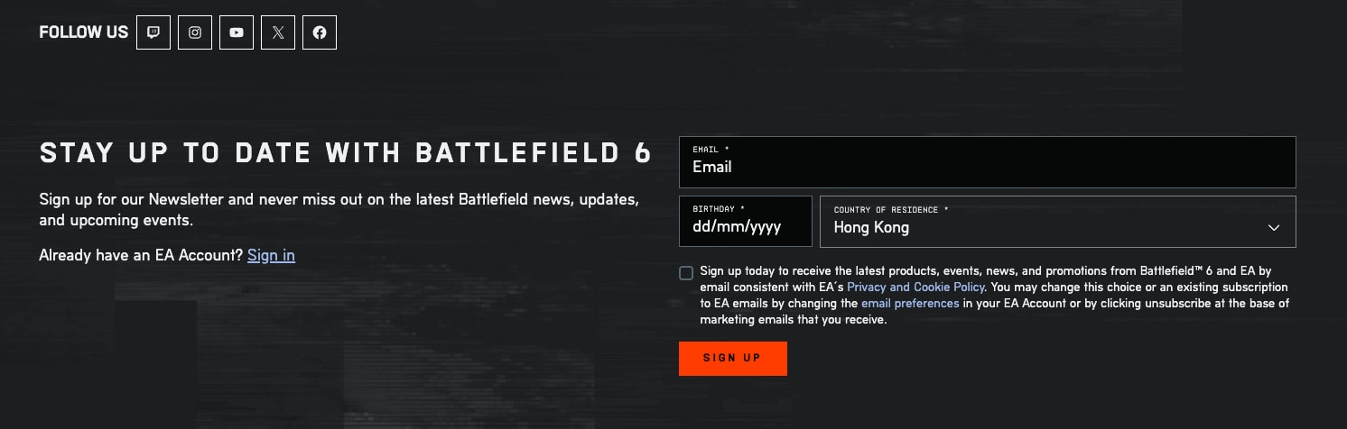Battlefield™ 6 Home - Electronic Arts captured website design
