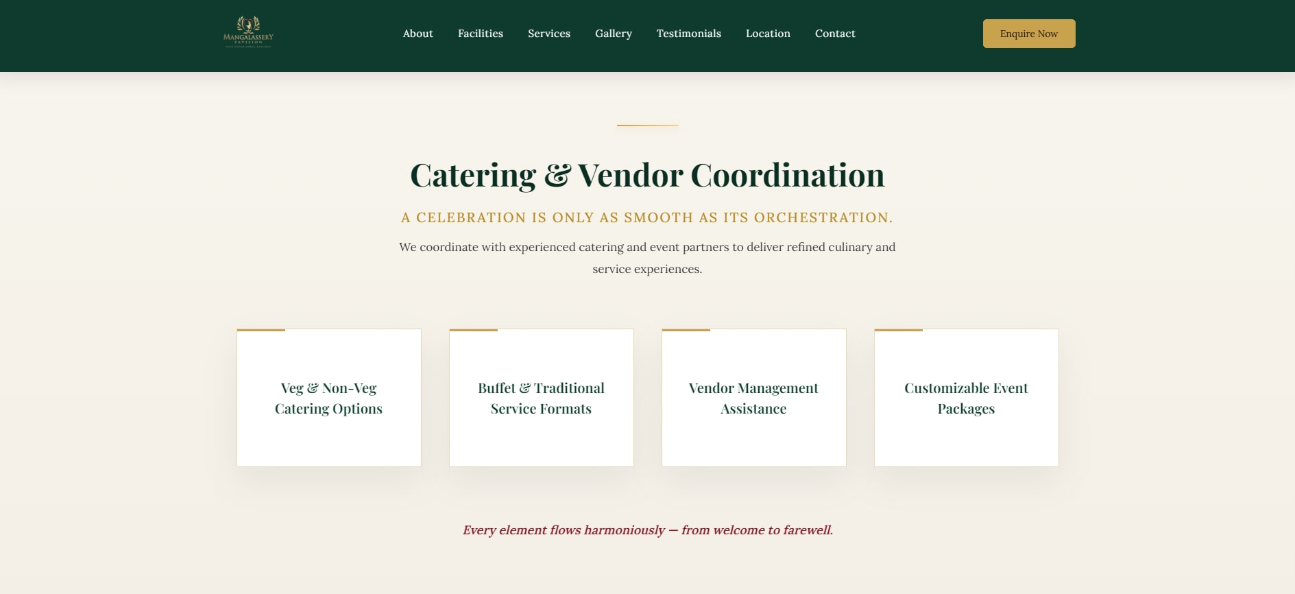 Services – Mangalassery Pavilion captured website design