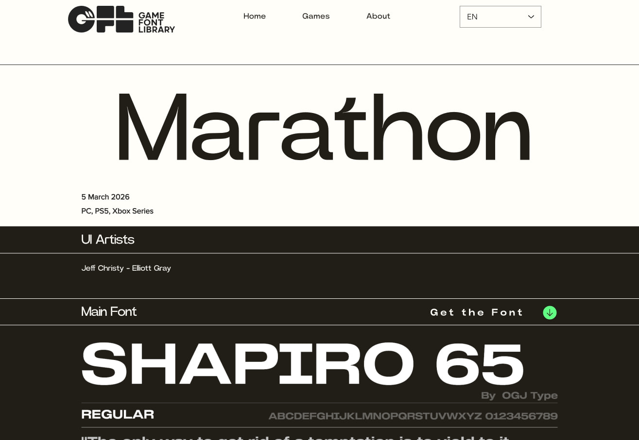 Marathon | GameFontLibrary captured website design