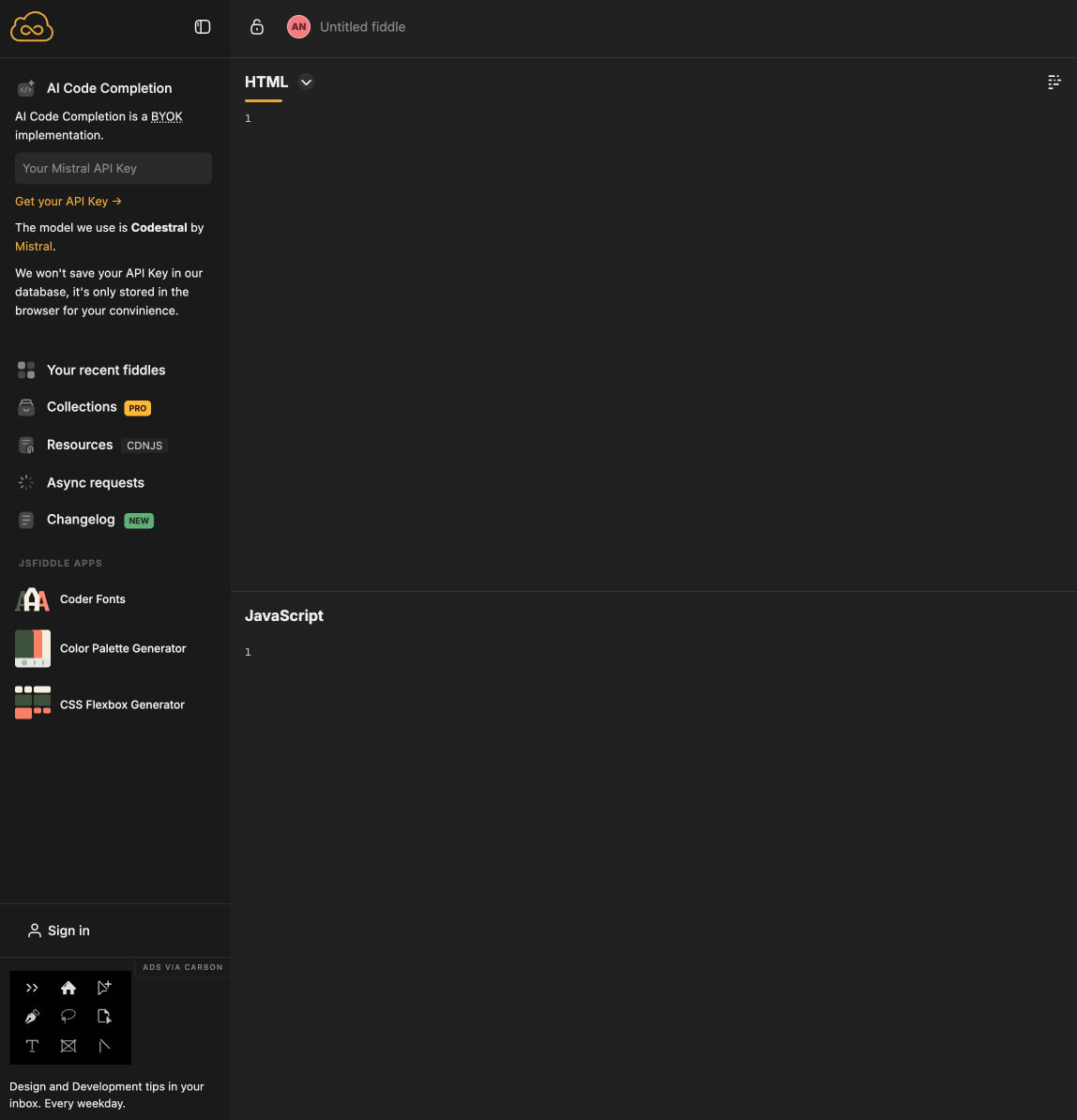 JSFiddle - Code Playground captured website design