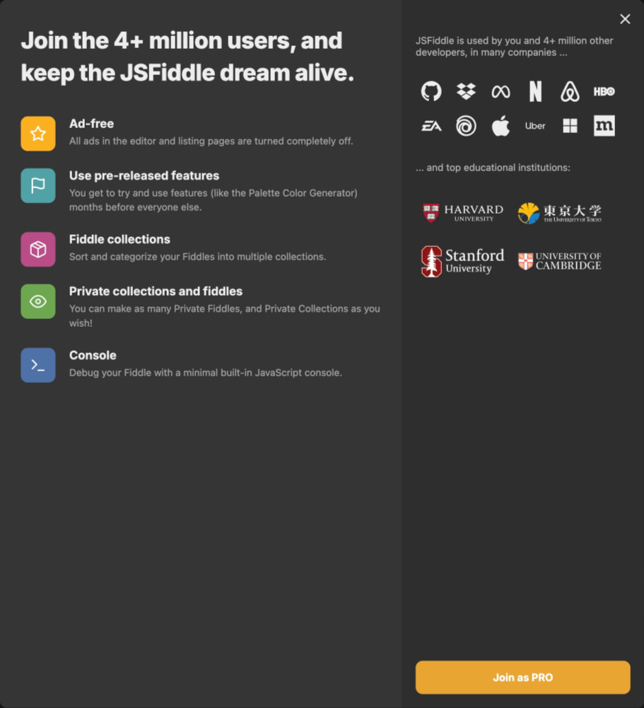 JSFiddle - Code Playground captured website design