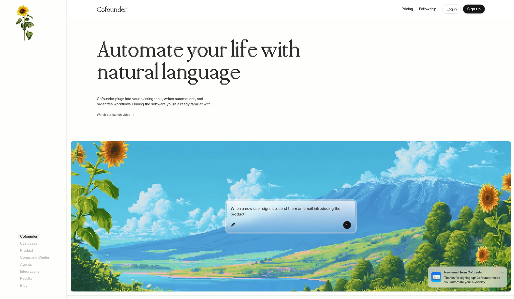 Cofounder captured website design