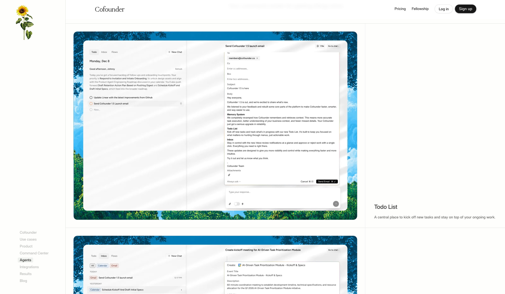 Cofounder captured website design