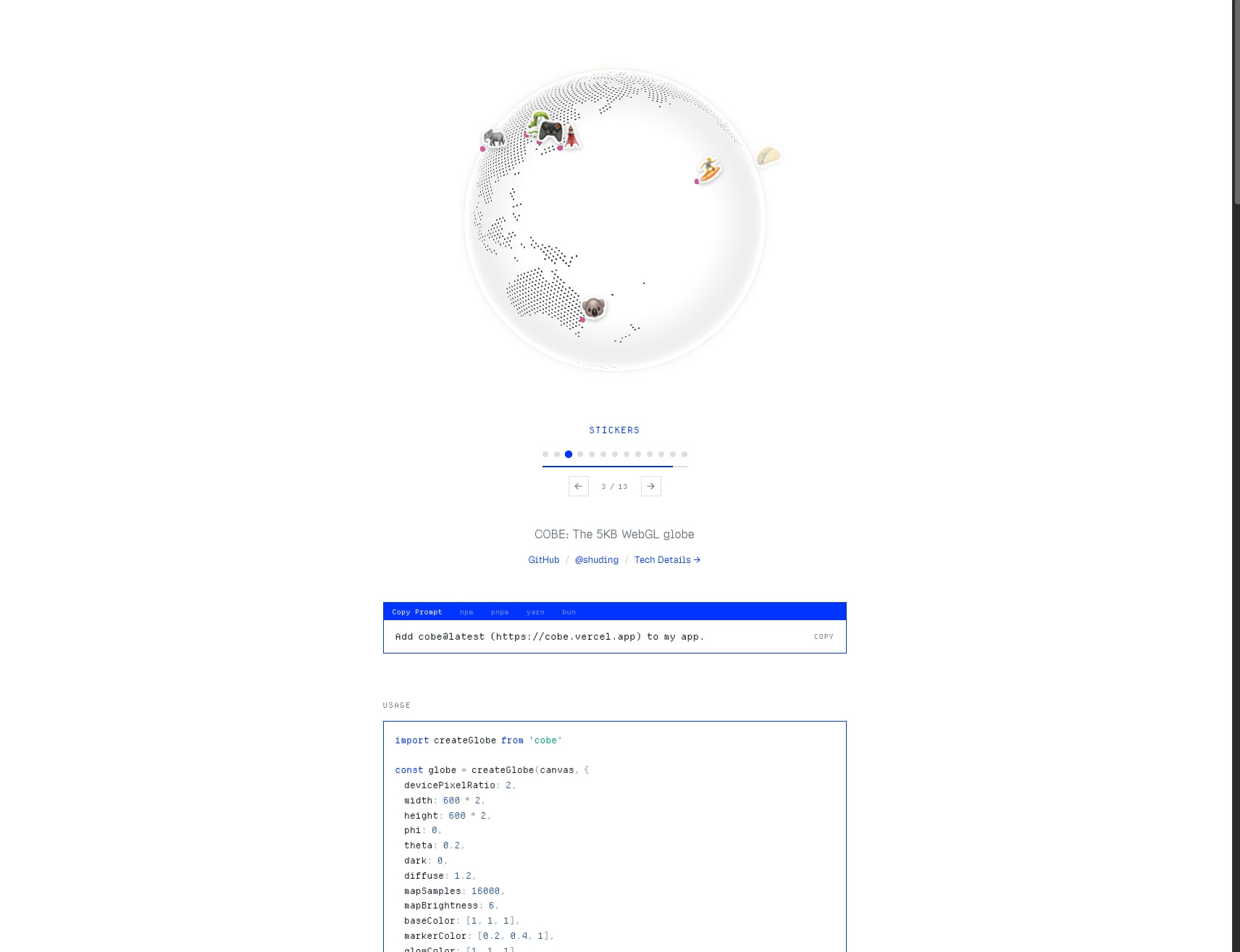 COBE captured website design