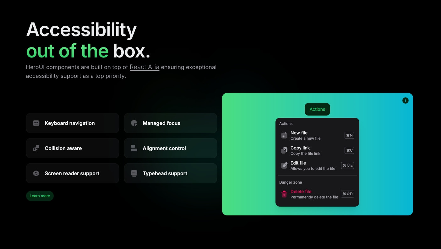 HeroUI (Previously NextUI) - Beautiful, fast and modern React UI Library captured website design