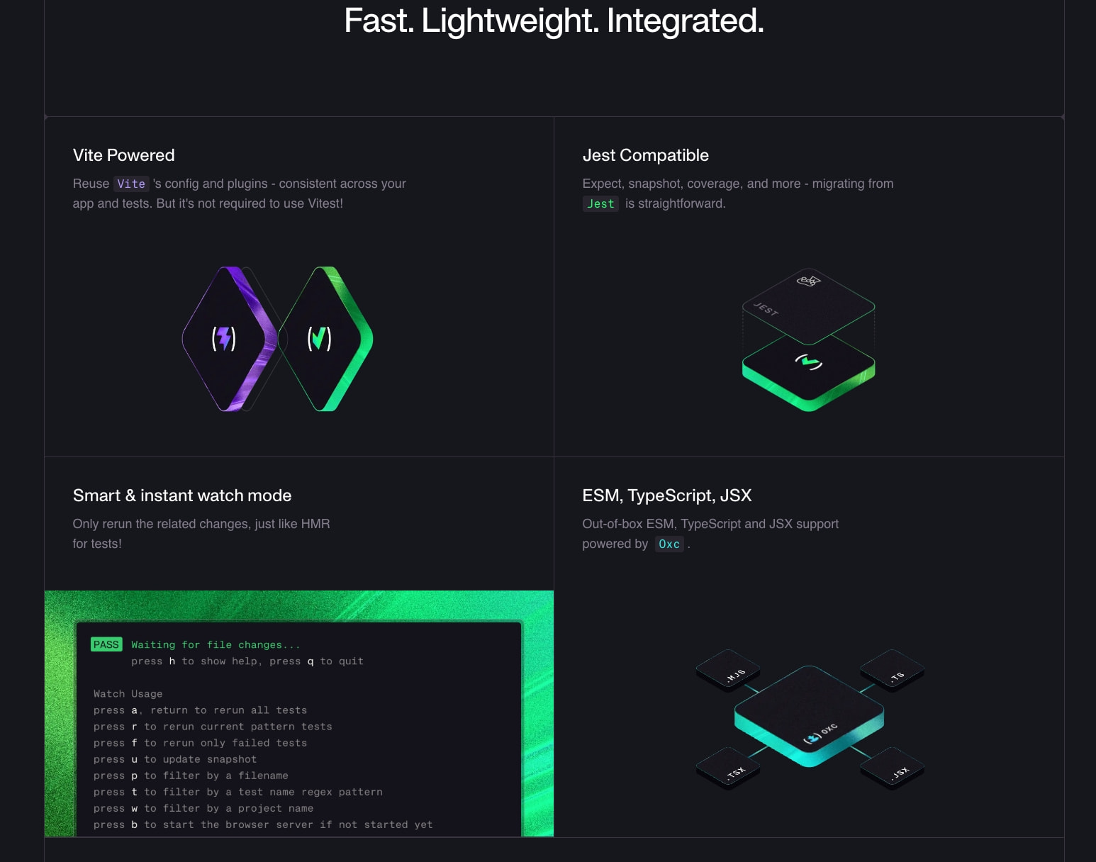 Vitest | Next Generation testing framework captured website design