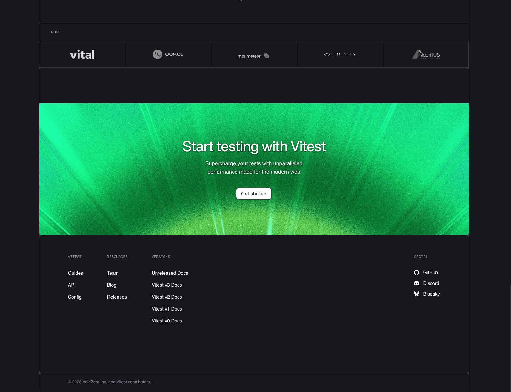 Vitest | Next Generation testing framework captured website design