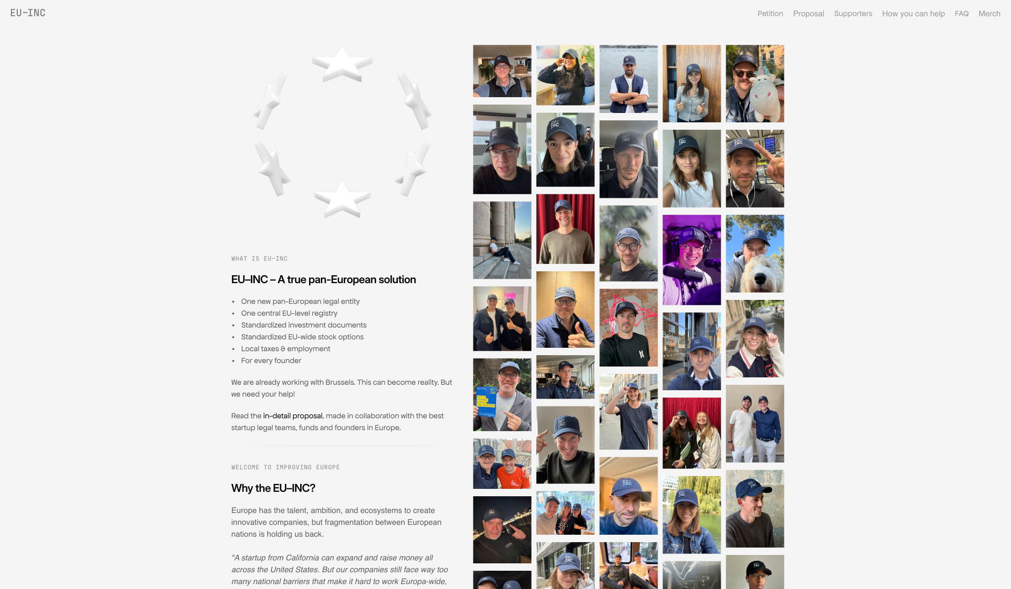 EU–INC — One Europe. One Standard. — Pan-European legal entity. captured website design