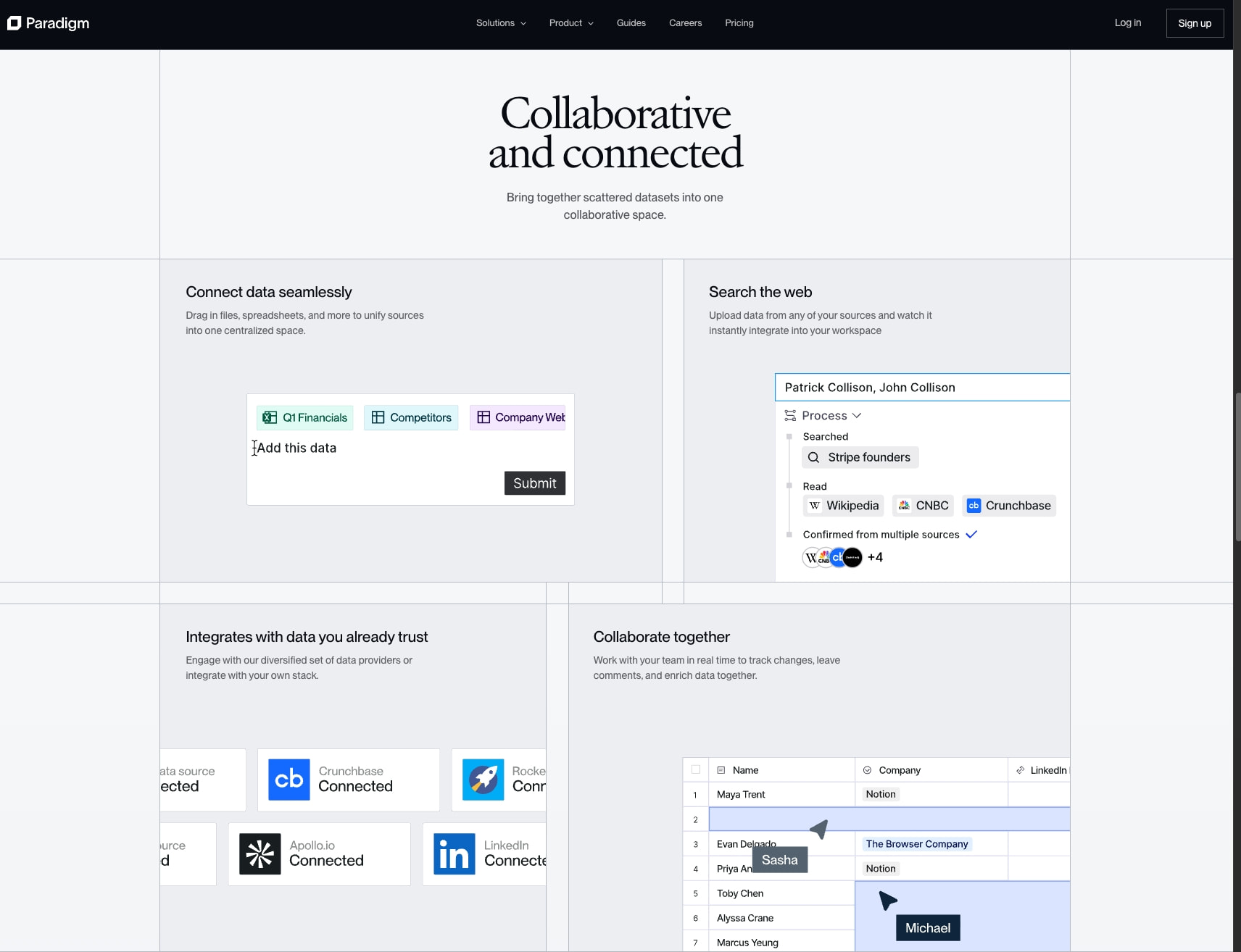 Paradigm captured website design