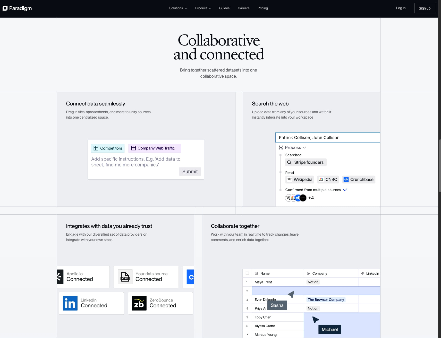 Paradigm captured website design