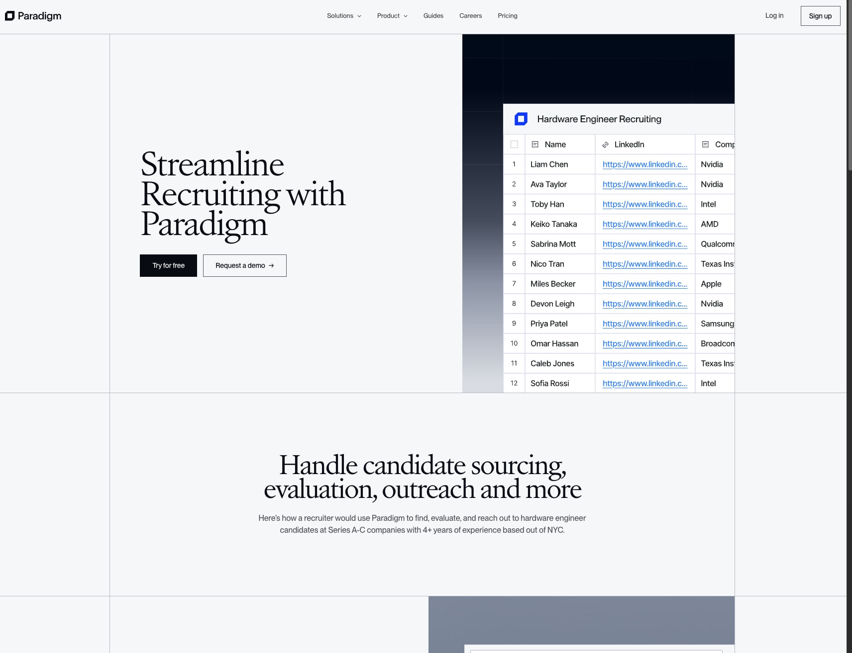Paradigm - Recruiting captured website design