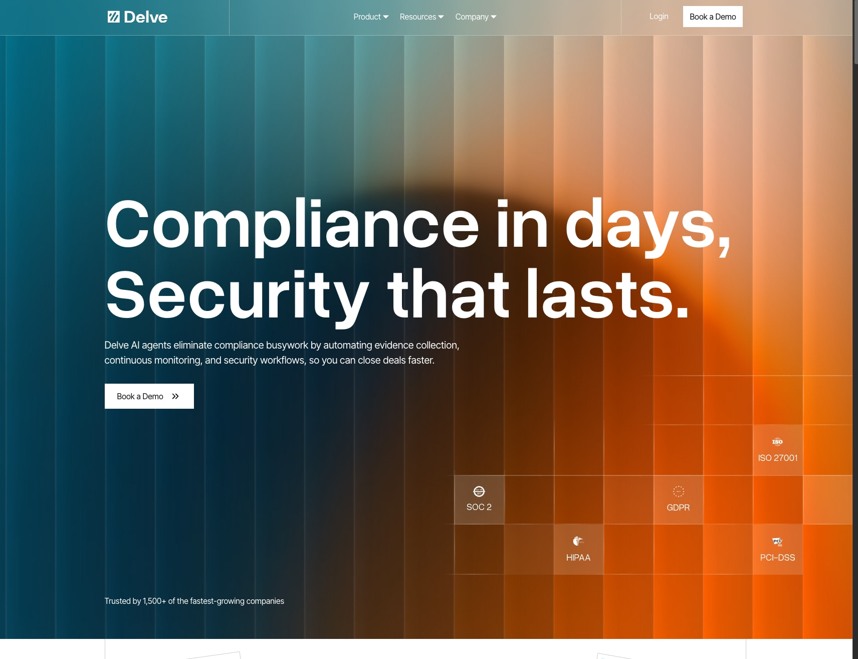Delve | SOC 2 Compliance, HIPAA | Automated Compliance for AI, Startups | Get GDPR, ISO 27001, Cybersecurity Compliant & More | Delve Automated Compliance captured website design