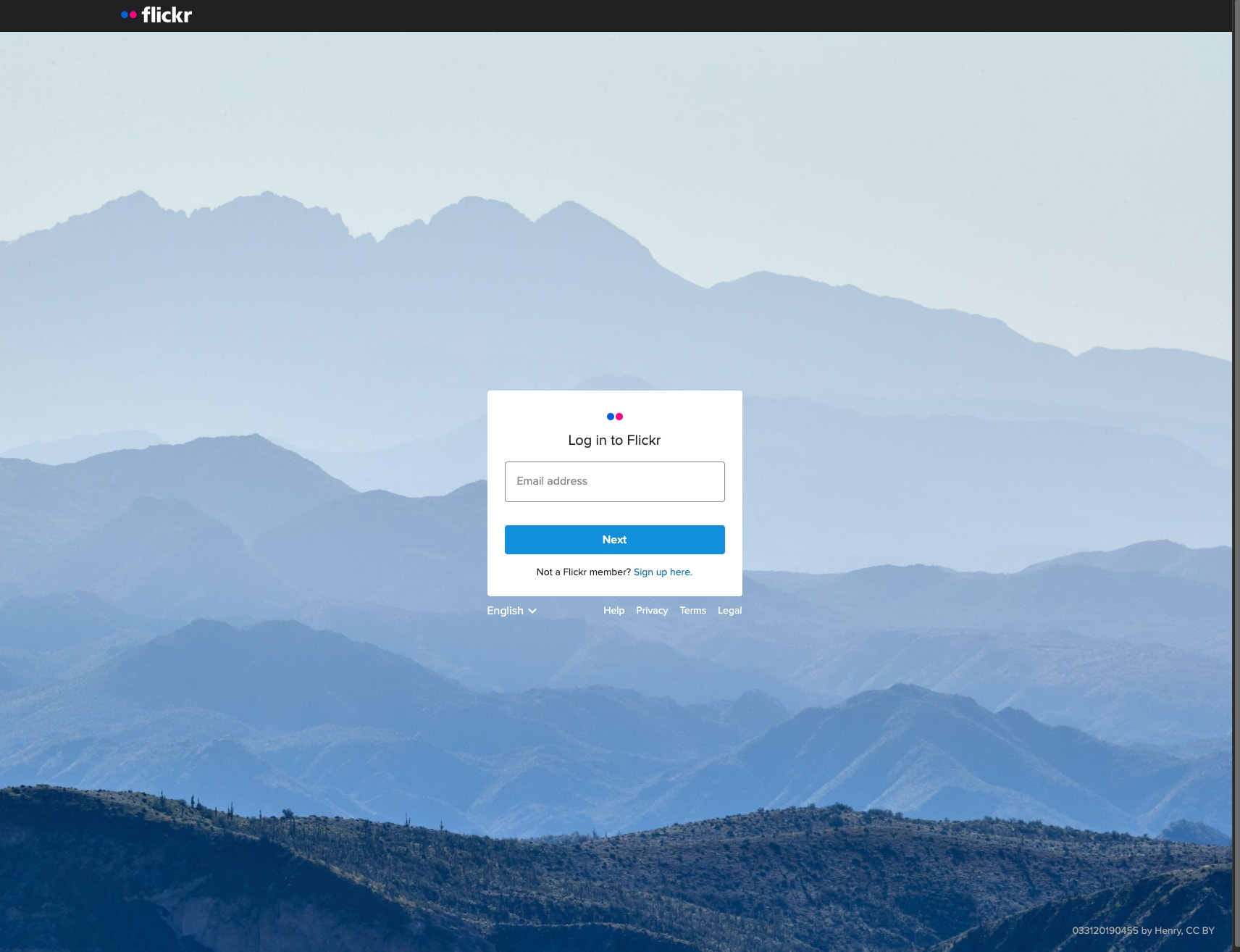 Flickr Login captured website design