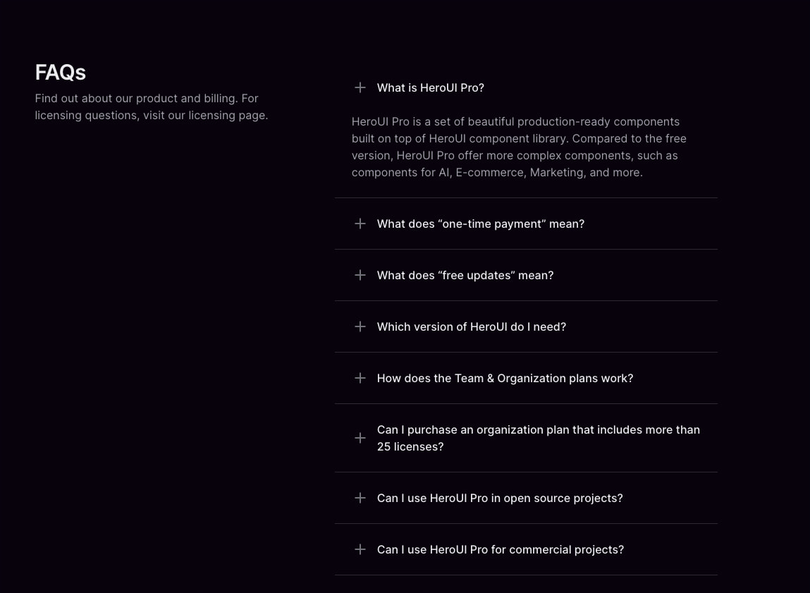Pricing | HeroUI Pro - Ship faster captured website design