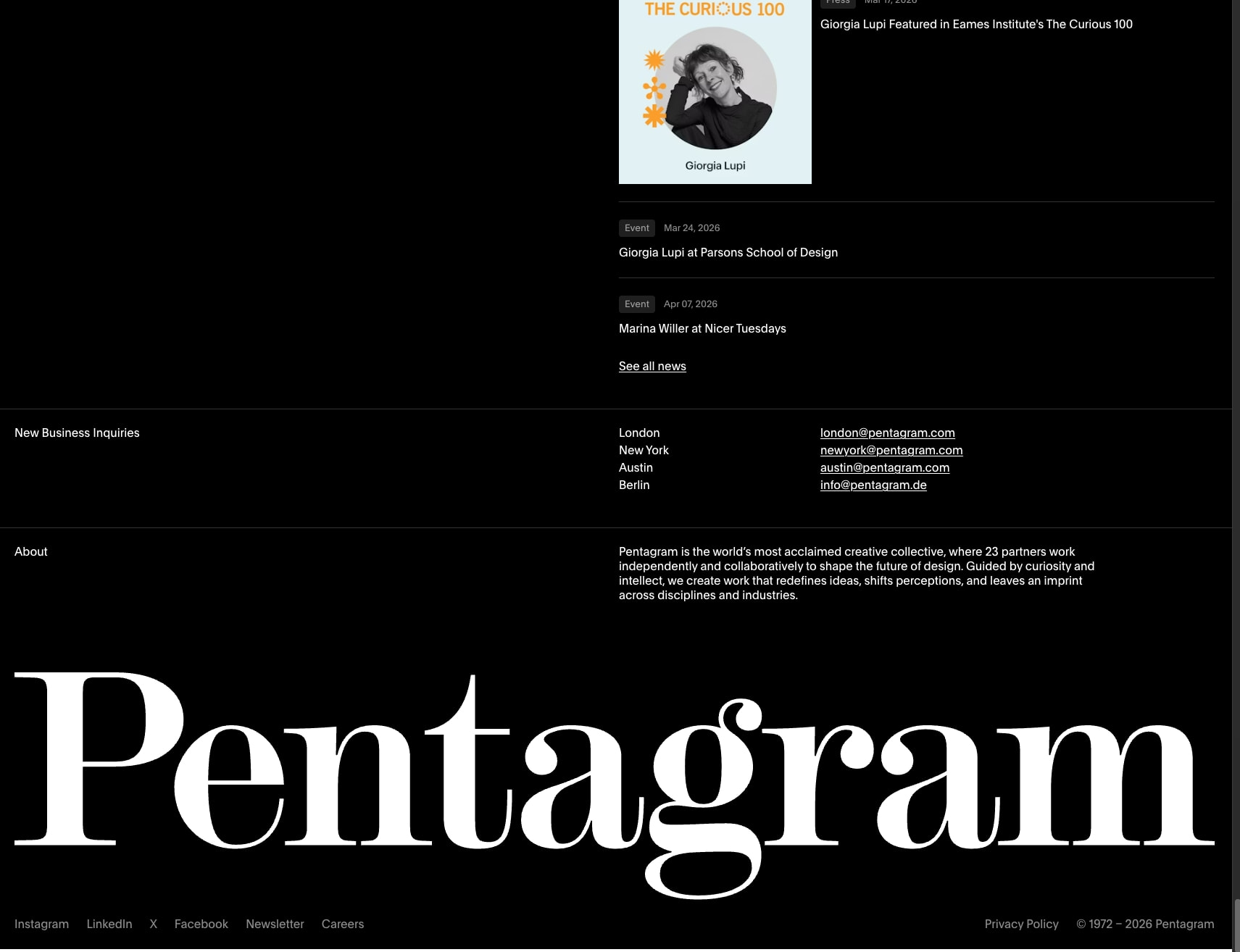 Pentagram — The world’s largest independent design consultancy captured website design