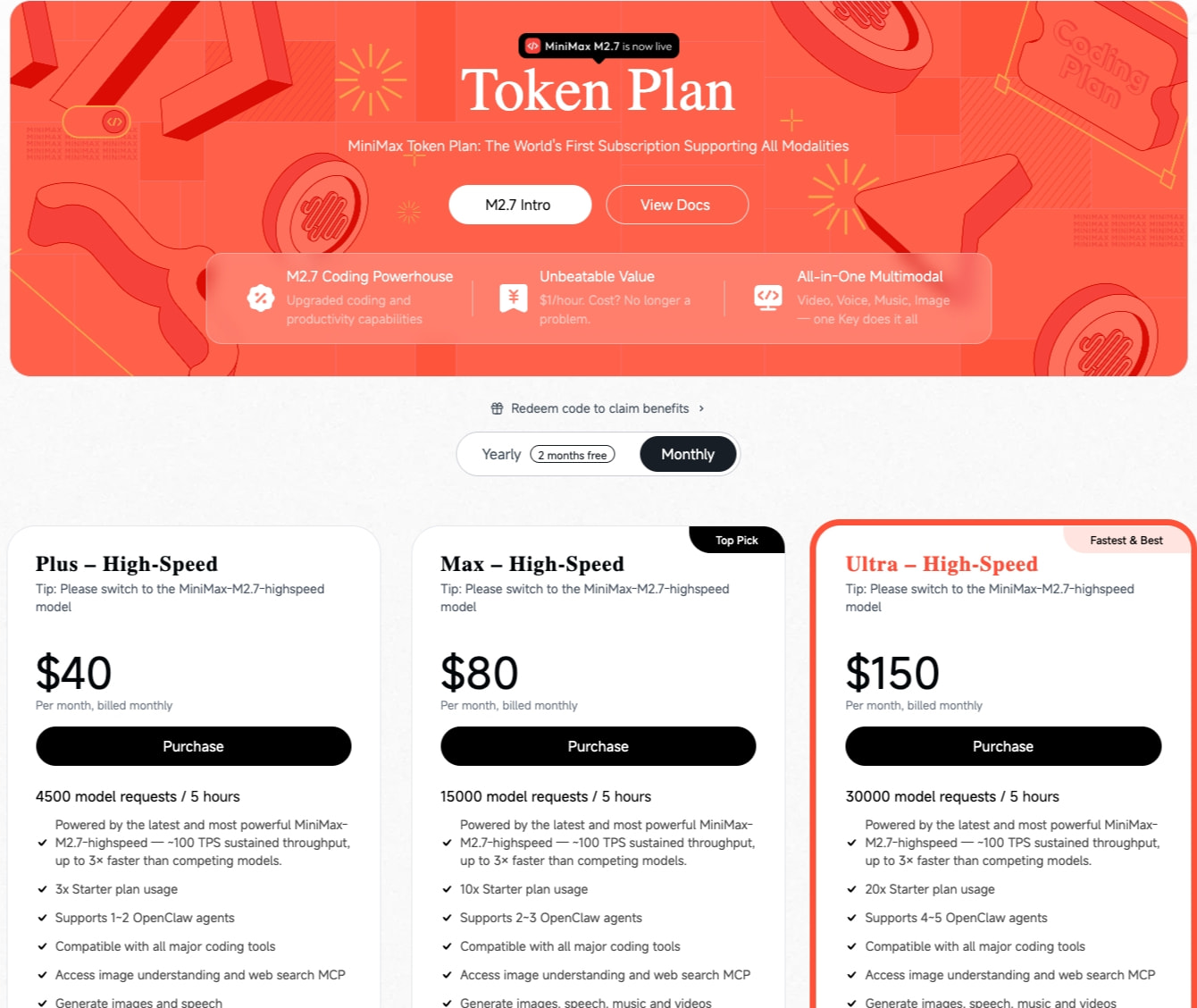 Token Plan - MiniMax API Platform captured website design